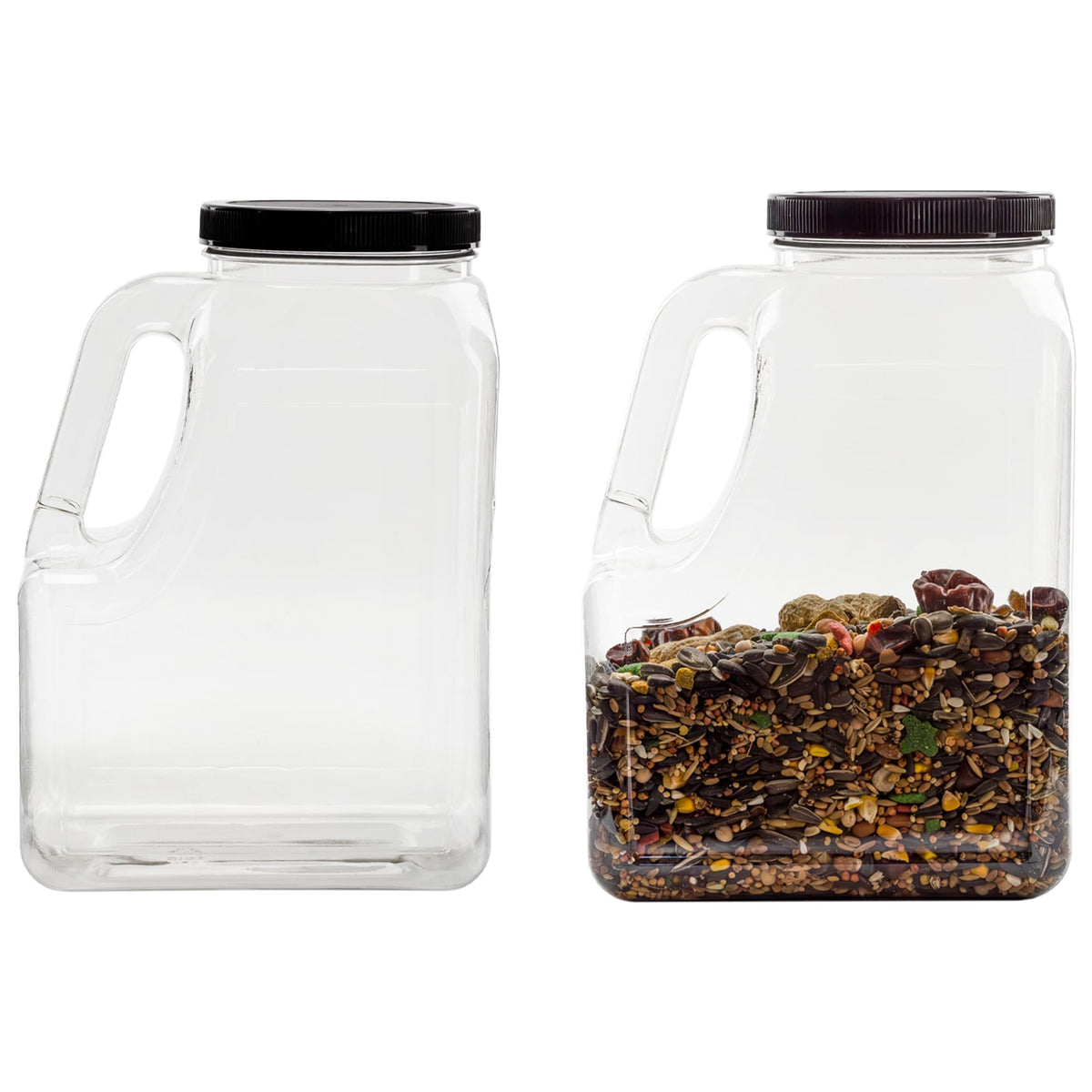 Cornucopia Brands Clear Plastic Gallon Jar W/Handle And Airtight Lid (2-Pack) For Bulk Food, Craft Supplies, Paint And Detergent