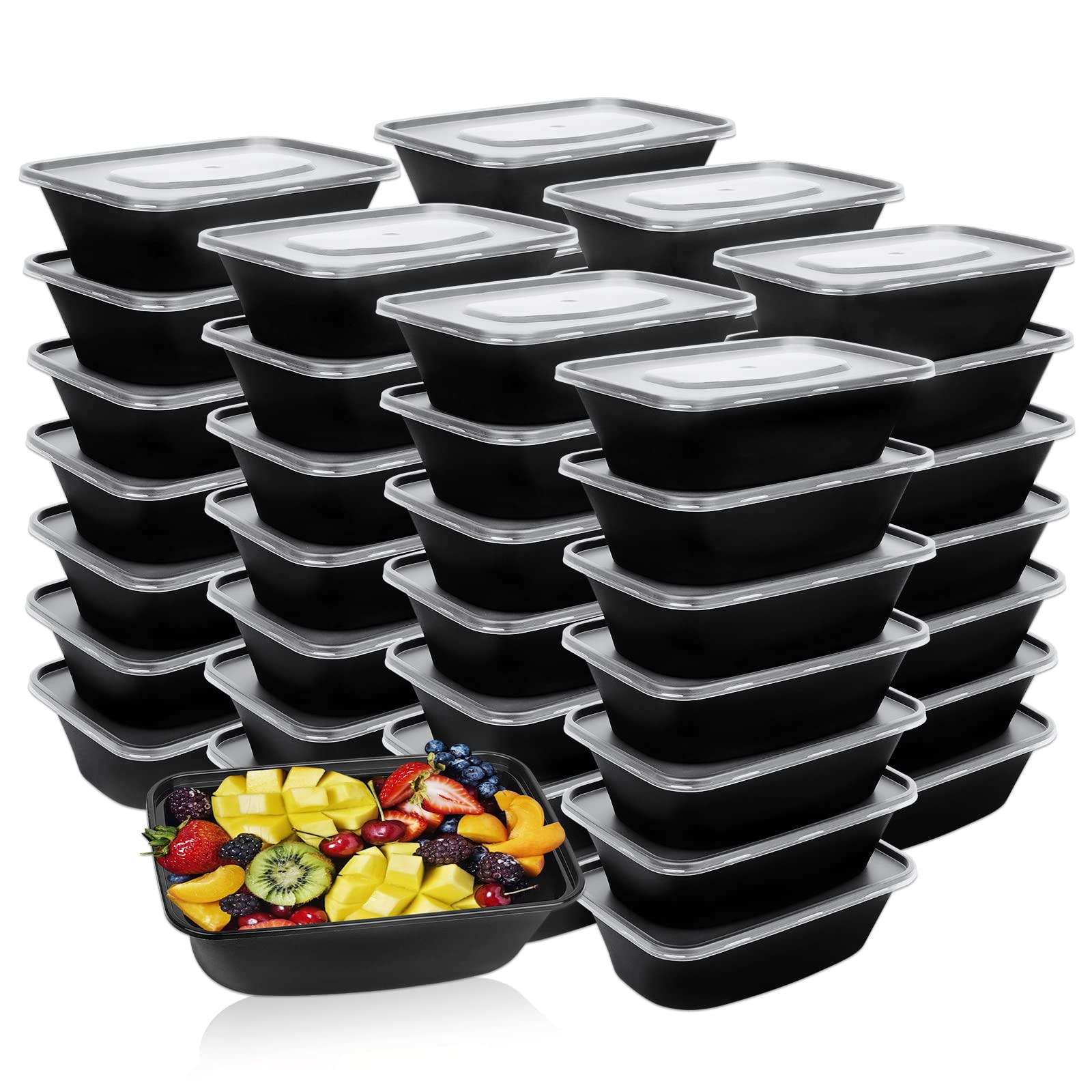 Meal Prep Container, 26 Oz [50 Pack]-Single 1 Compartment Food Meal Prep Containers Reusable, Bpa Free Extra-Thick Disposable Fo