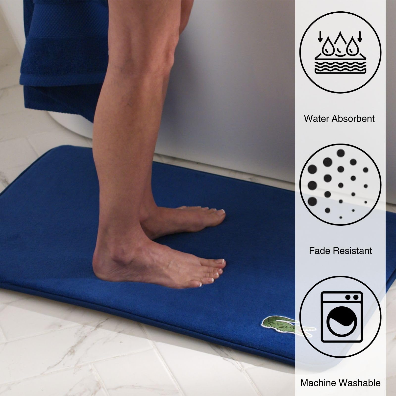 Lacoste Crocodile Rug, 19''X30'', Surf Blue, Model:R16752B3931930