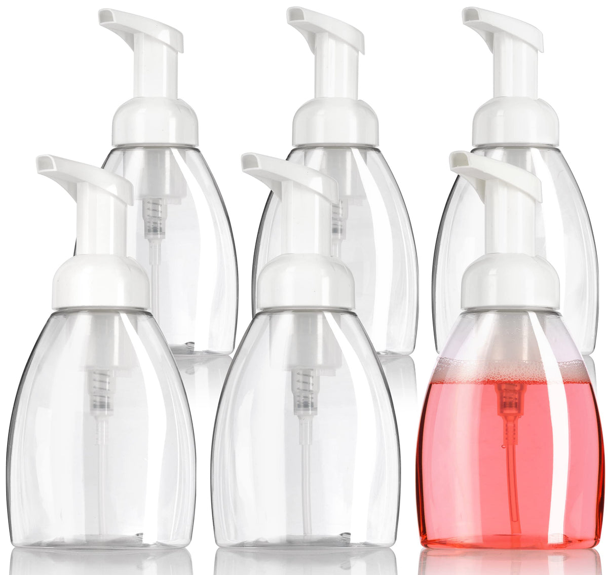 Juvitus (6 Pack) 250 Ml / 8.3 Oz Clear Plastic Travel Foamer Pump Bottle