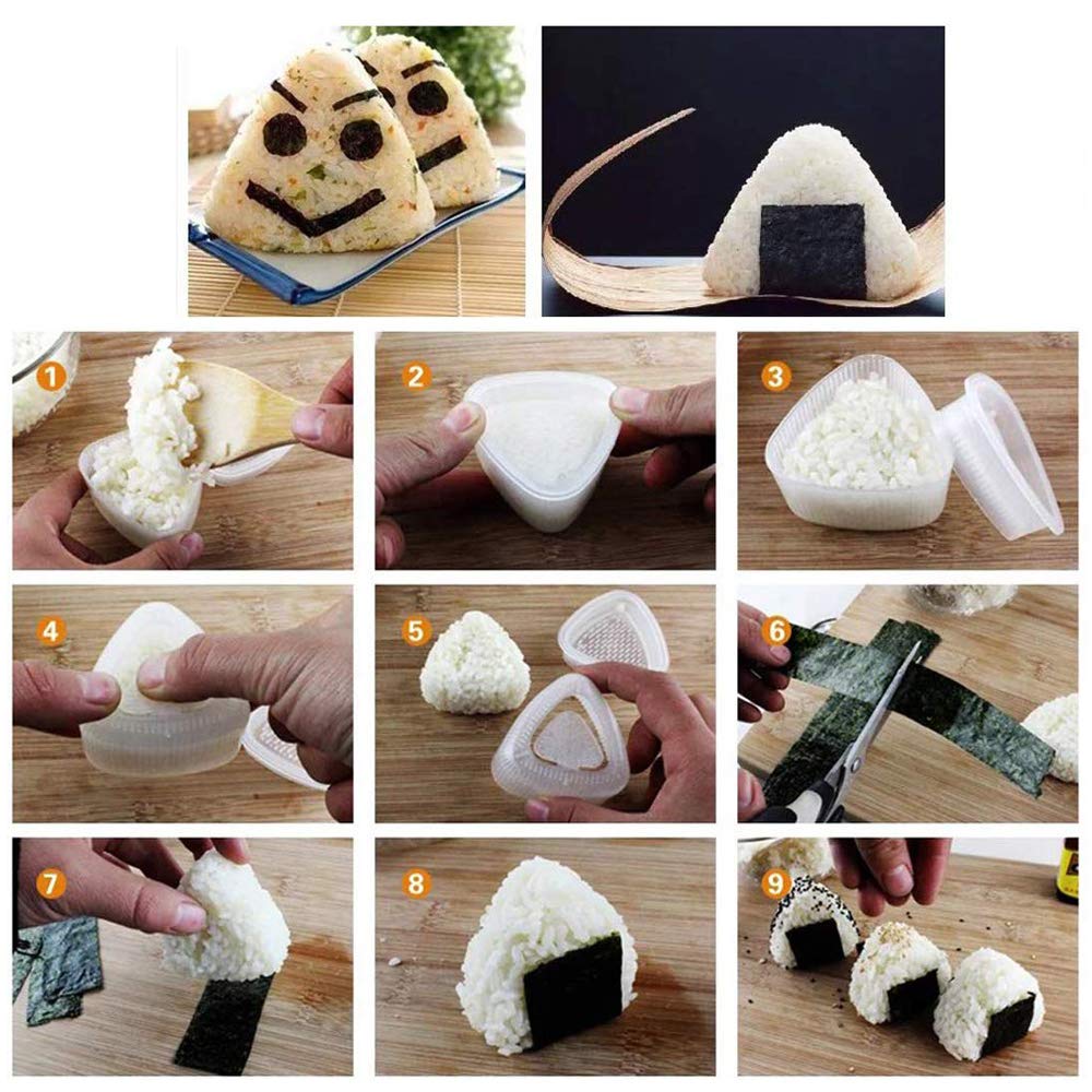 Triangle Sushi Mold Form Sushi Mold Onigiri Rice Mold Diy Tool, White 2 Pcs
