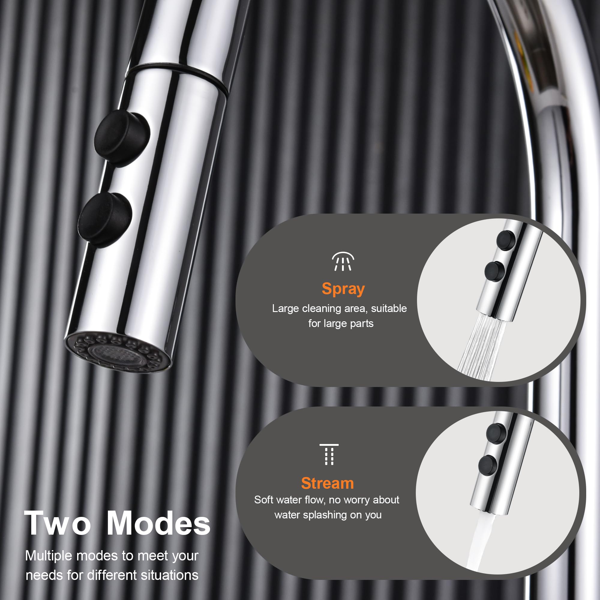Tioriy Metal Kitchen Sink Faucet Head Replacement, Chrome Kitchen Faucet Spray Head With 10 Adapters, Stainless Steel Pull Out K
