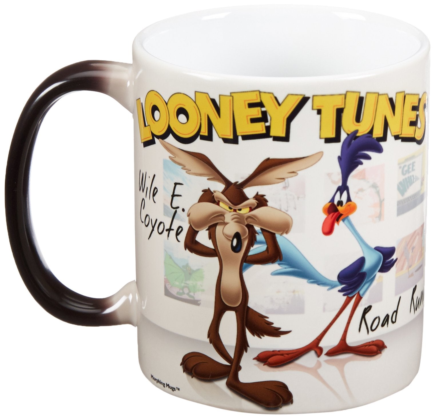 Morphing Mugs Looney Tunes (Wile E Coyote and Road Runner) Ceramic Mug, Black