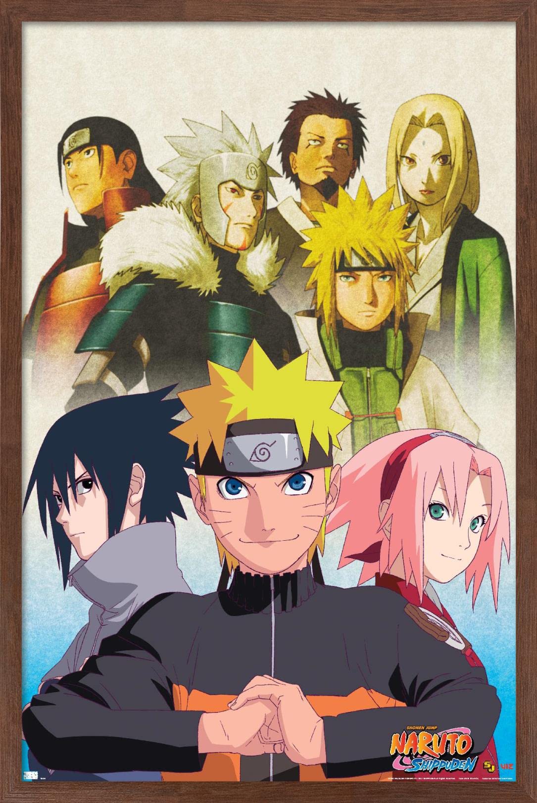 Trends International Naruto Shippuden - Key Art Wall Poster, 14.725'' X 22.375'', Mahogany Framed Version