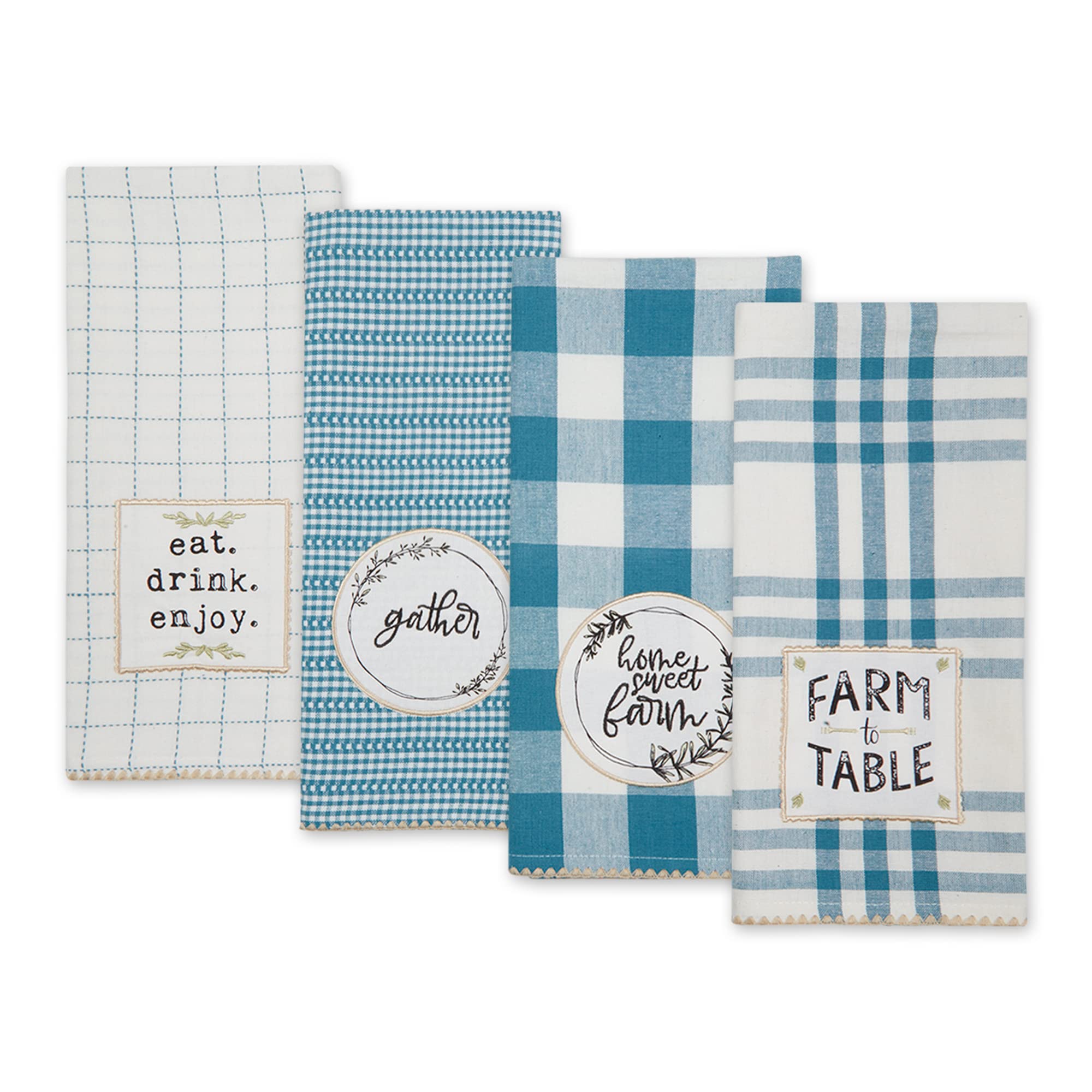 STORM BLUE FARM TO TABLE EMBELLISHED DISHTOWEL SET/4
