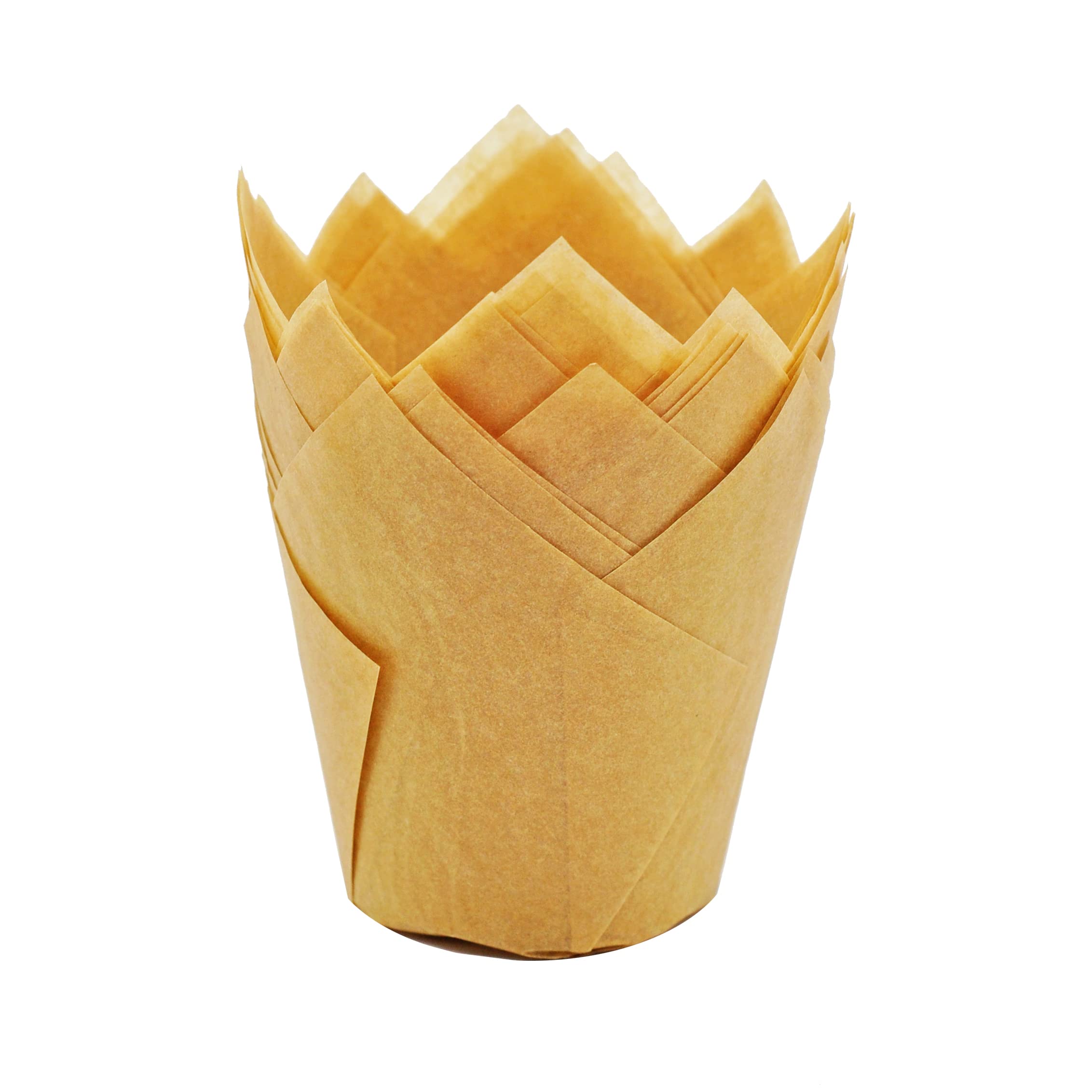 Qlsmypkg Muffin Greaseproof Paper Baking Cupcake Cups, 2'' X 3 1/2'' Natural Tulip Baking Cup Case Of 125 Pcs (125, Standard)