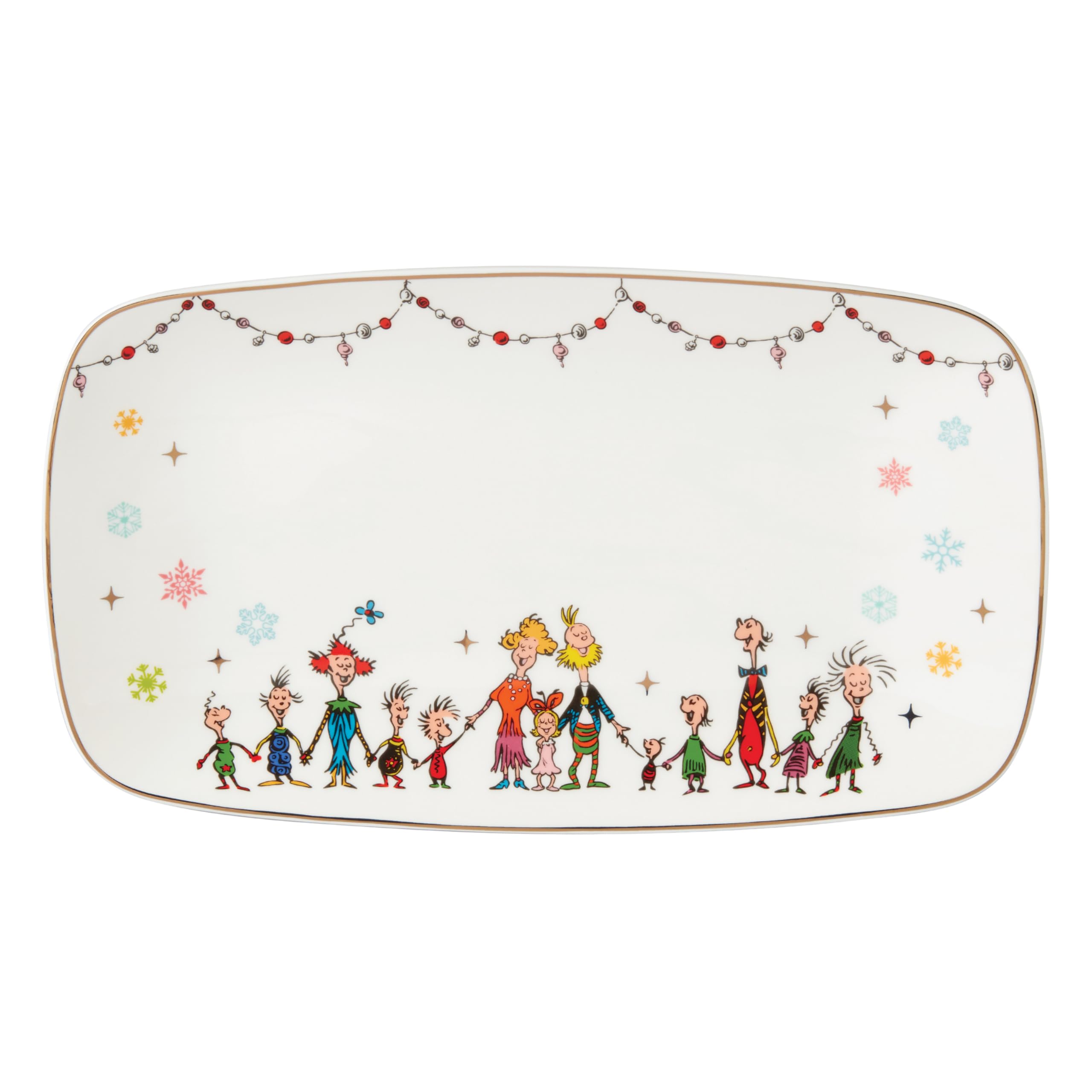 Lenox Serveware, Merry Grinchmas Tray, 13.75 x 7.5-Inch, Food Tray, Microwave Safe & Dishwasher Safe Porcelain, Grinch Winter Se