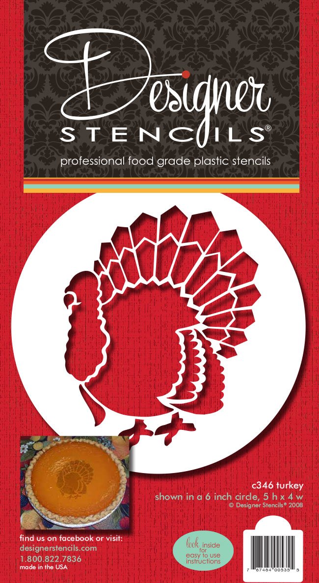 Designer Stencils Thanksgiving Turkey Cake Stencil, Beige/Semi-Transparent