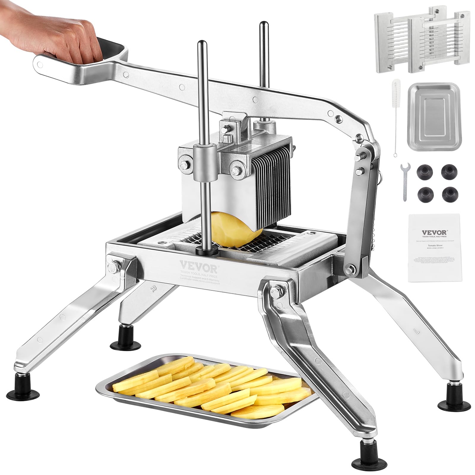 VEVOR Commercial Vegetable Slicer, 1/4 and 1/2 inch Tomato Slicer, Stainless Steel and Aluminum Alloy Vegetable Cutter Slicer, M
