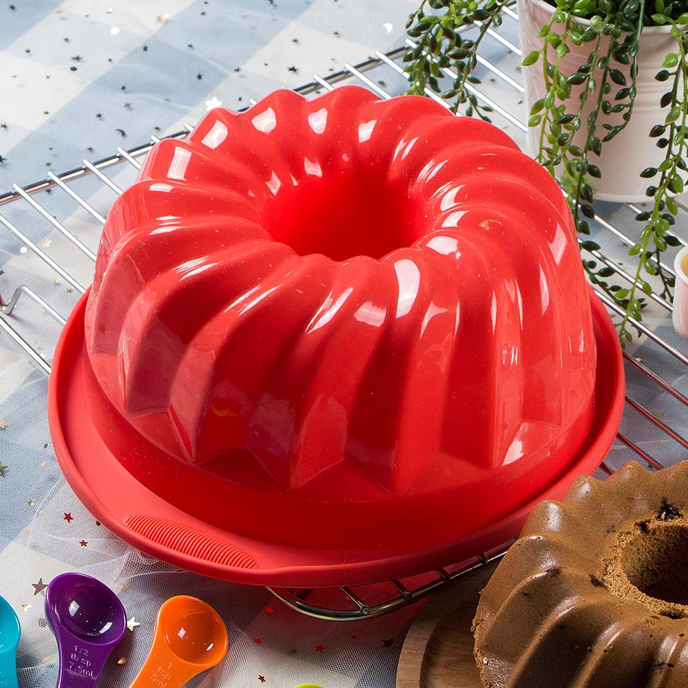 Webake Silicone Fluted Tube Cake Baking Pan Non-Stick 10 Inch Cake Mold Bakeware