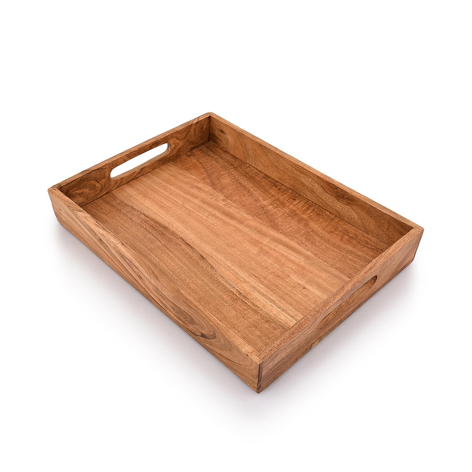 Kaizen Casa |Wooden Rectangular Serving Tray, Wood Plate, Tea/Drink Platter, Dinner Serving Tray, Snack Tray |Size_16'' X 12'' X