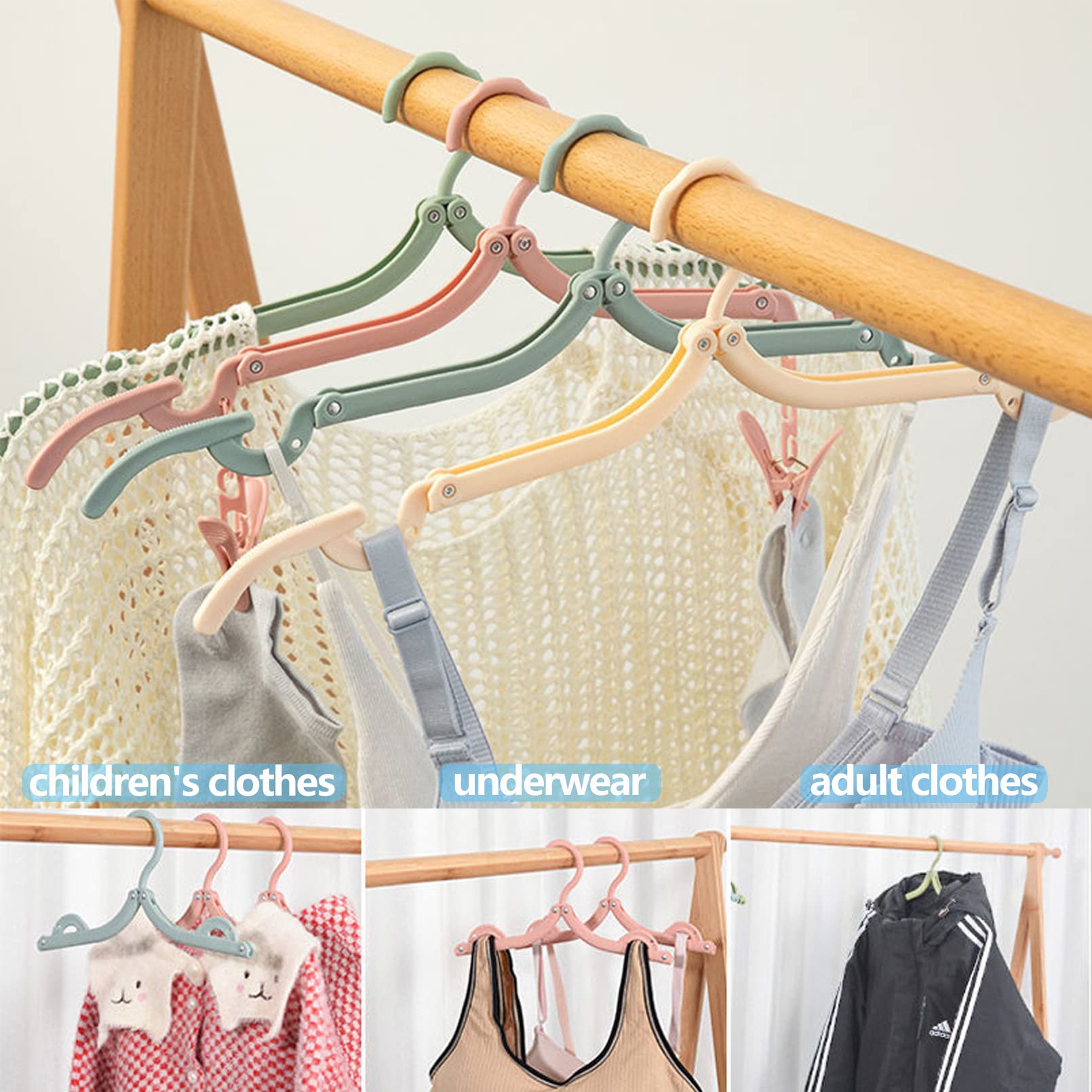 24Pcs Travel Hangers,Portable Folding Clothes Hangers,Travel Clothes Hangers With Clotheslines,Travel Accessories Foldable Cloth