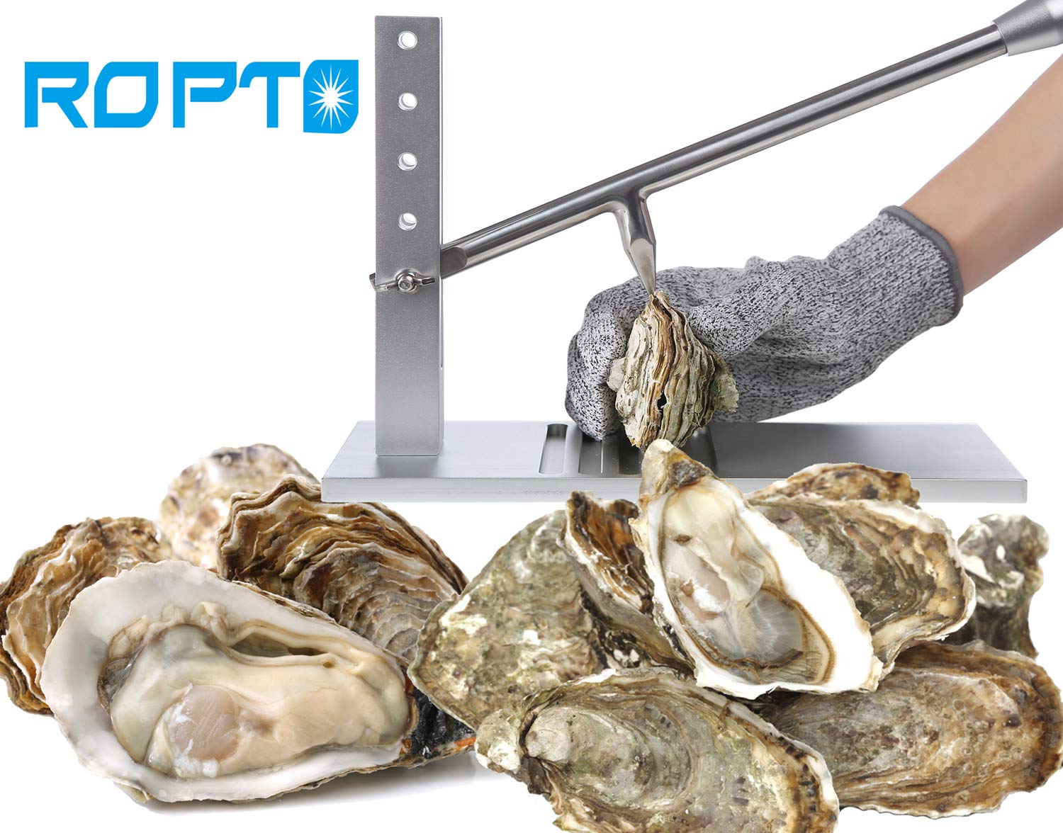 ropto Oyster Opener Tool Set - Silver Oyster Shucker Machine for Easy Opening