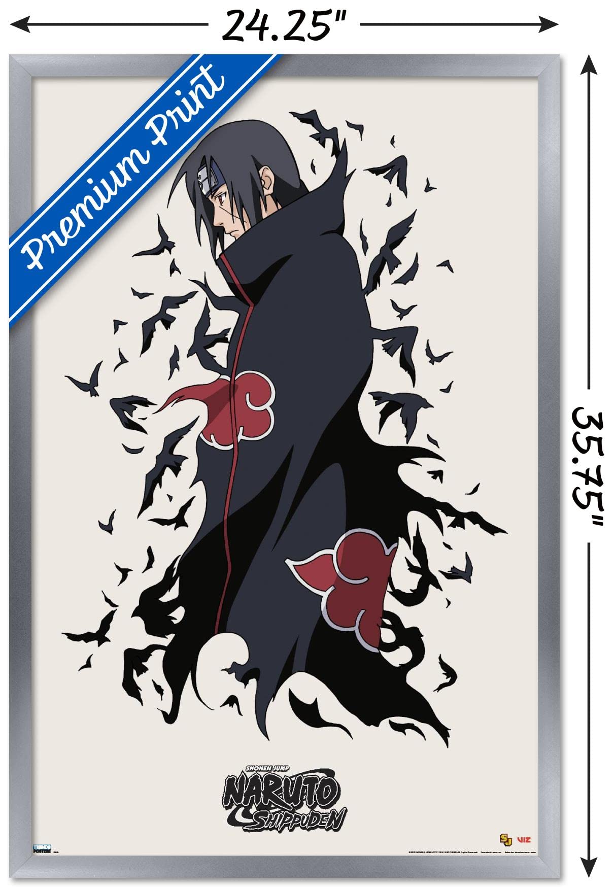 Trends International Naruto Shippuden - Itachi Wall Poster, 22.375'' X 34'', Silver Framed Version