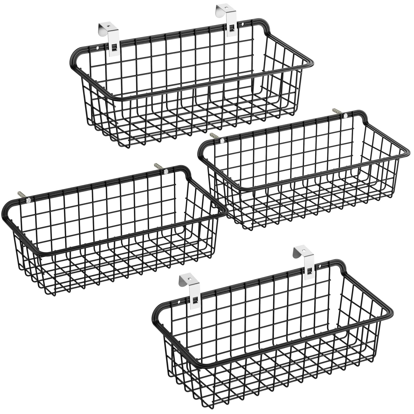 Wall Basket, Packism 4 Pack Small Bathroom Organizer Sturdy Durable Bathroom Storage Organizer Partition Storage Add Extra Stora