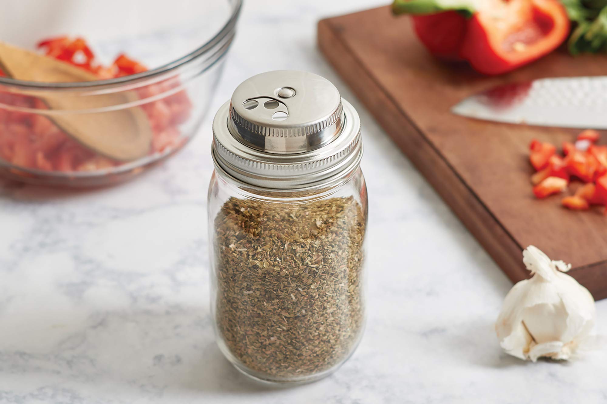 Jarware Stainless Steel Spice Shaker Lid for Regular Mouth Mason Jars