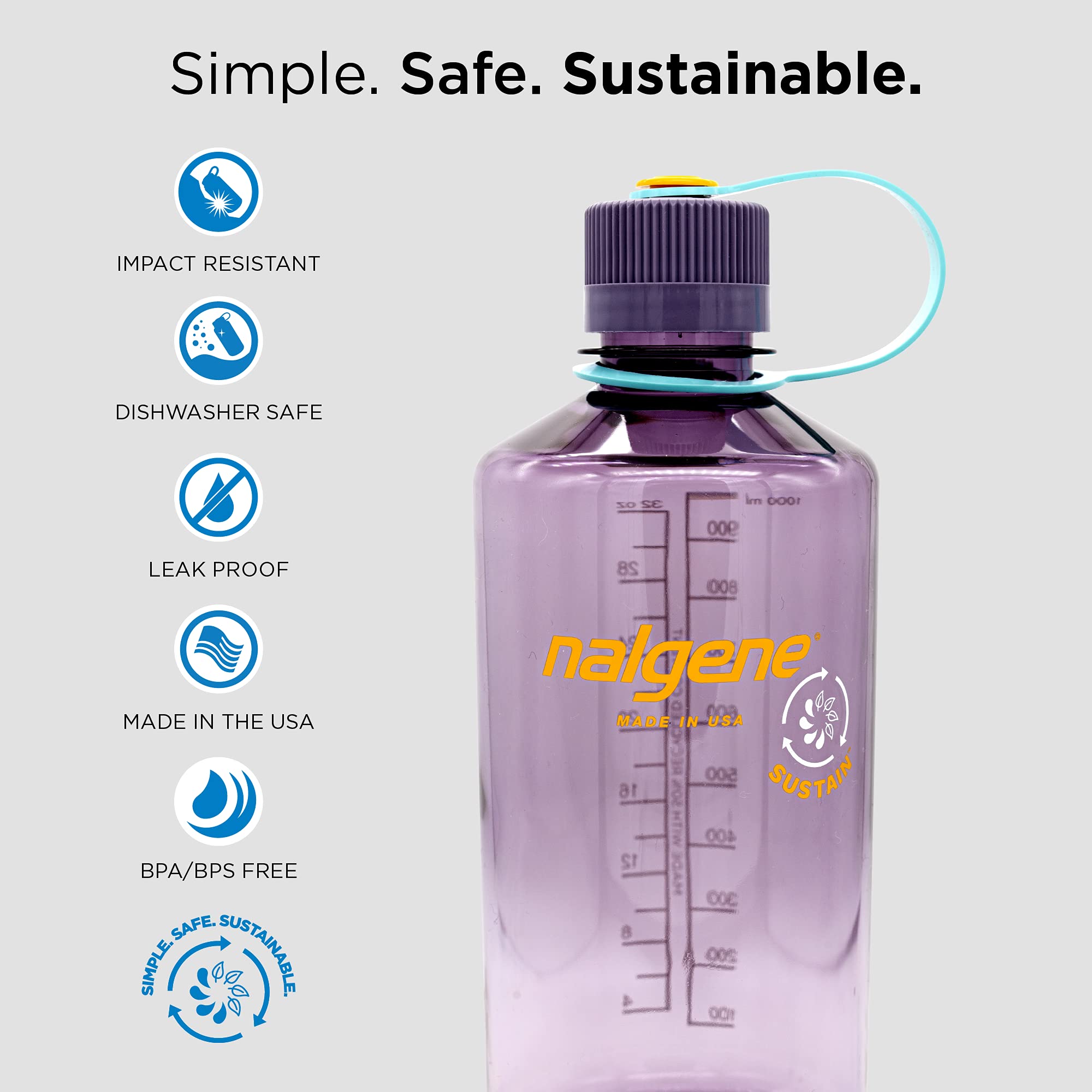 Nalgene Tritan Narrow Mouth Bpa-Free Water Bottle, Clear, 32 Oz