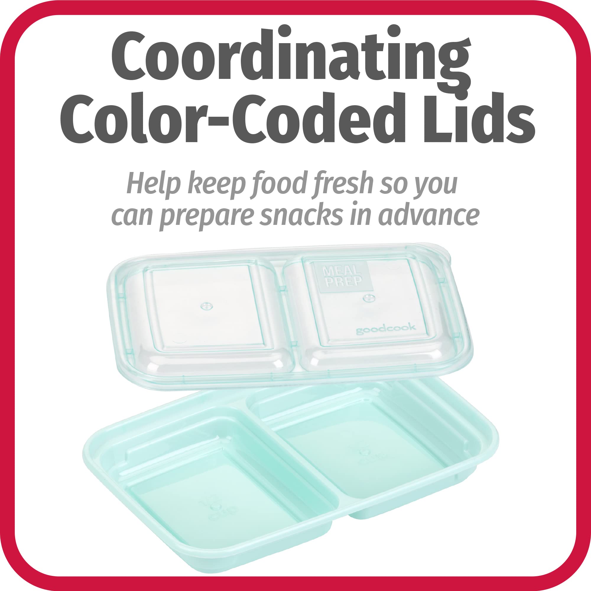 GoodCook Reusable Meal & Snack Prep Containers, BPA-Free Plastic, 30 Sets, Assorted Colors, Model 10830
