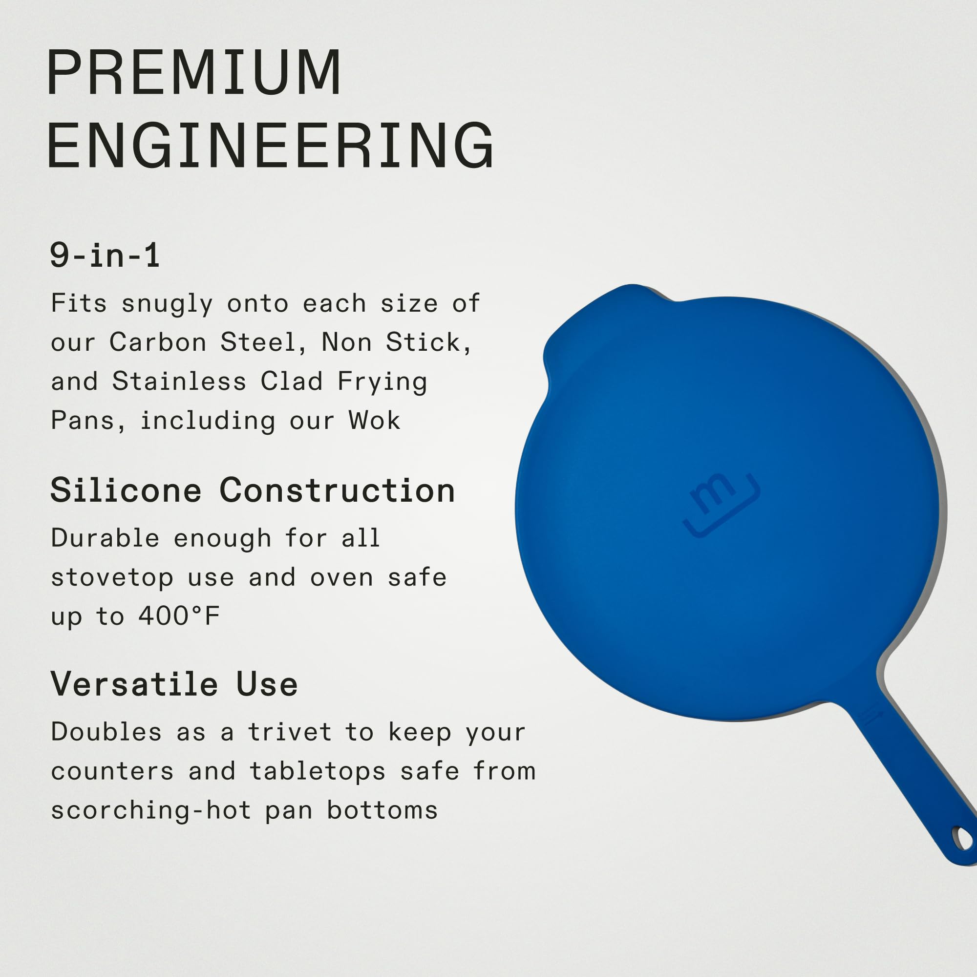 Made In Frying Pan Silicone Universal Lid - 9-in-1 Design, Oven Safe 500F, Harbour Blue, Model ACC-ULID-PAN-BLU