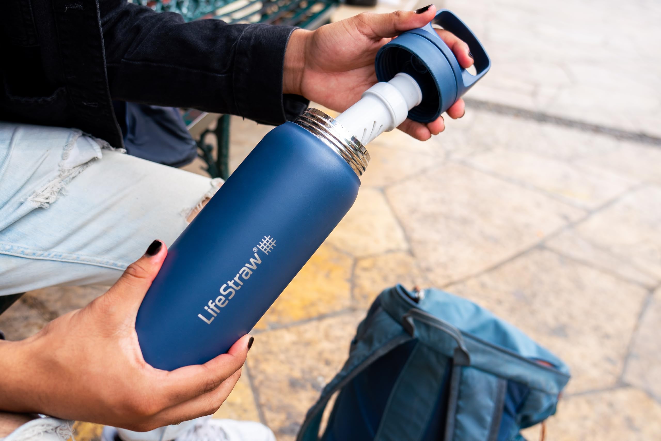 Lifestraw Go Series - Insulated Stainless Steel Water Filter Bottle For Travel And Everyday Use Removes Bacteria, Parasites And