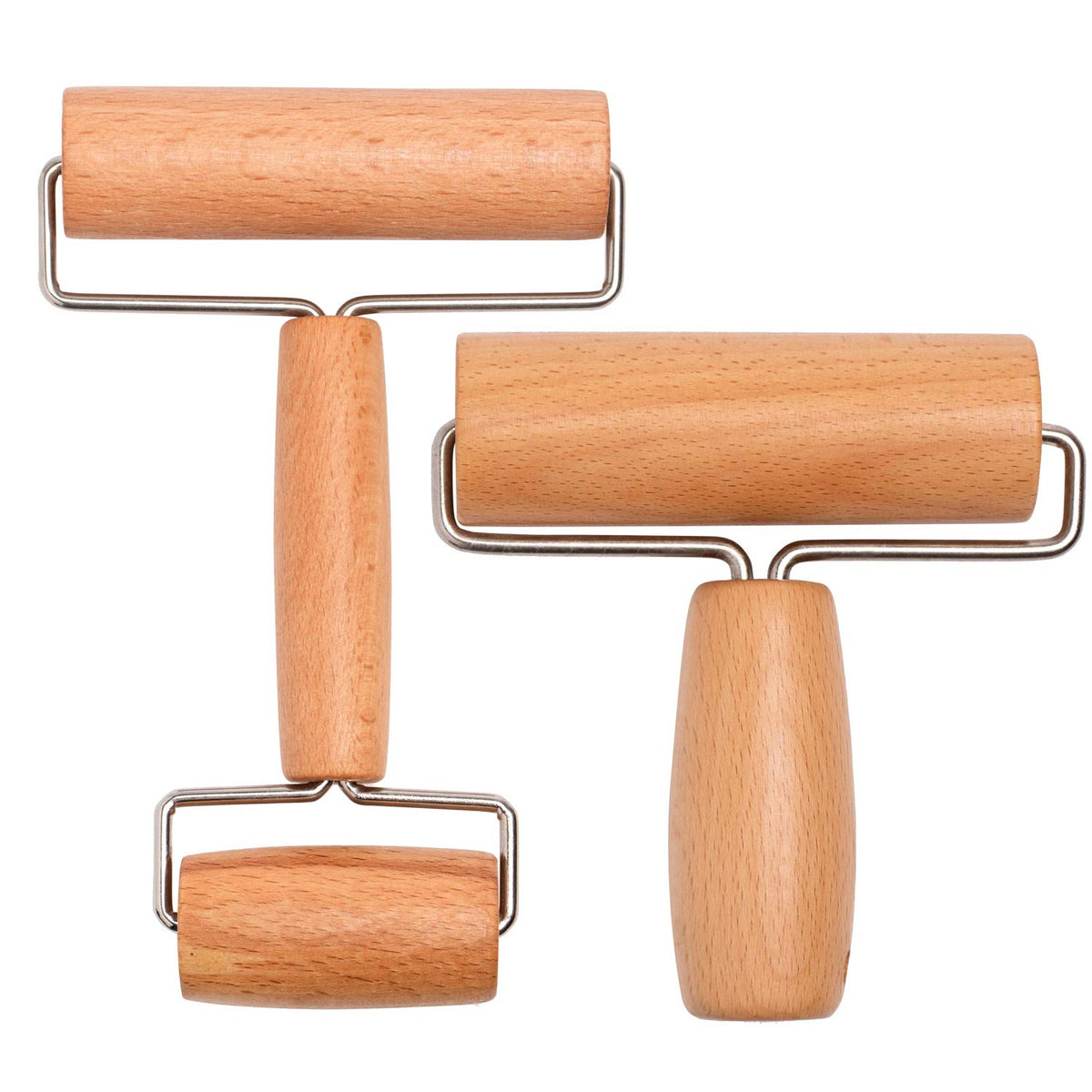 Whaline Wood Pastry Pizza Roller 2 Pieces Non Stick Wooden Rolling Pin For Home, Kitchen Baking Cooking Easy To Handle (T-Maple