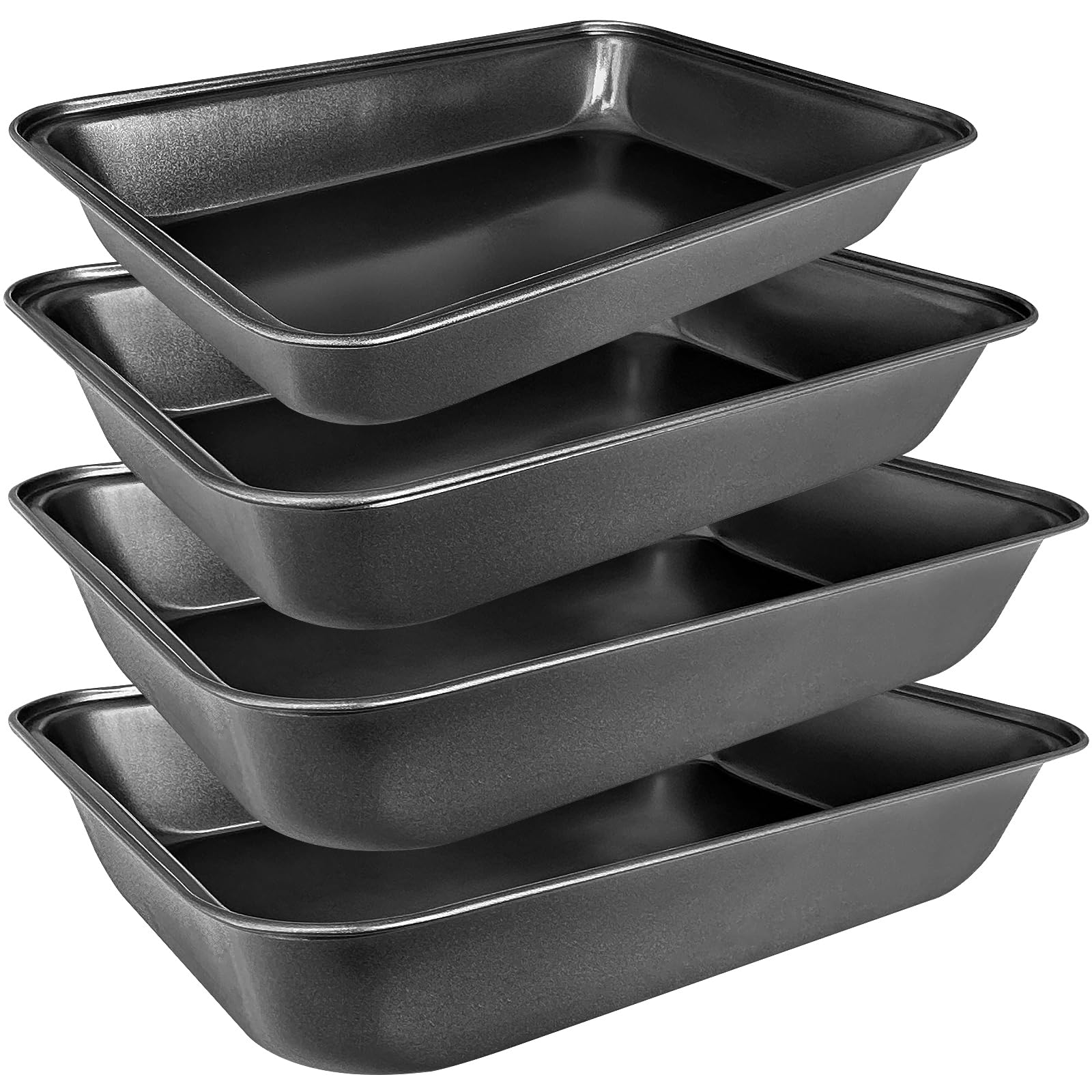 Abaigeal Set of 4 Baking Trays, Non Stick Oven Baking Tray, Rectangle Heavy Duty Carbon Steel Oven Tray, PFOA Free Roasting Tin 