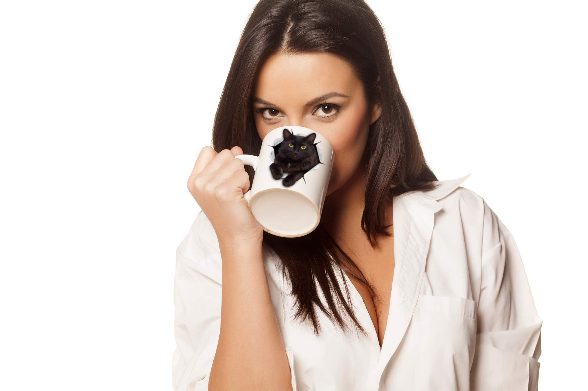 Black Cat Coffee Mug - Ceramic Funny Coffee Mug - Perfect Cat Lover Gift - Cute Cat Coffee Mugs Present - Great Birthday or Christmas Surprise for Friend or Coworker  Men and Women (11oz)