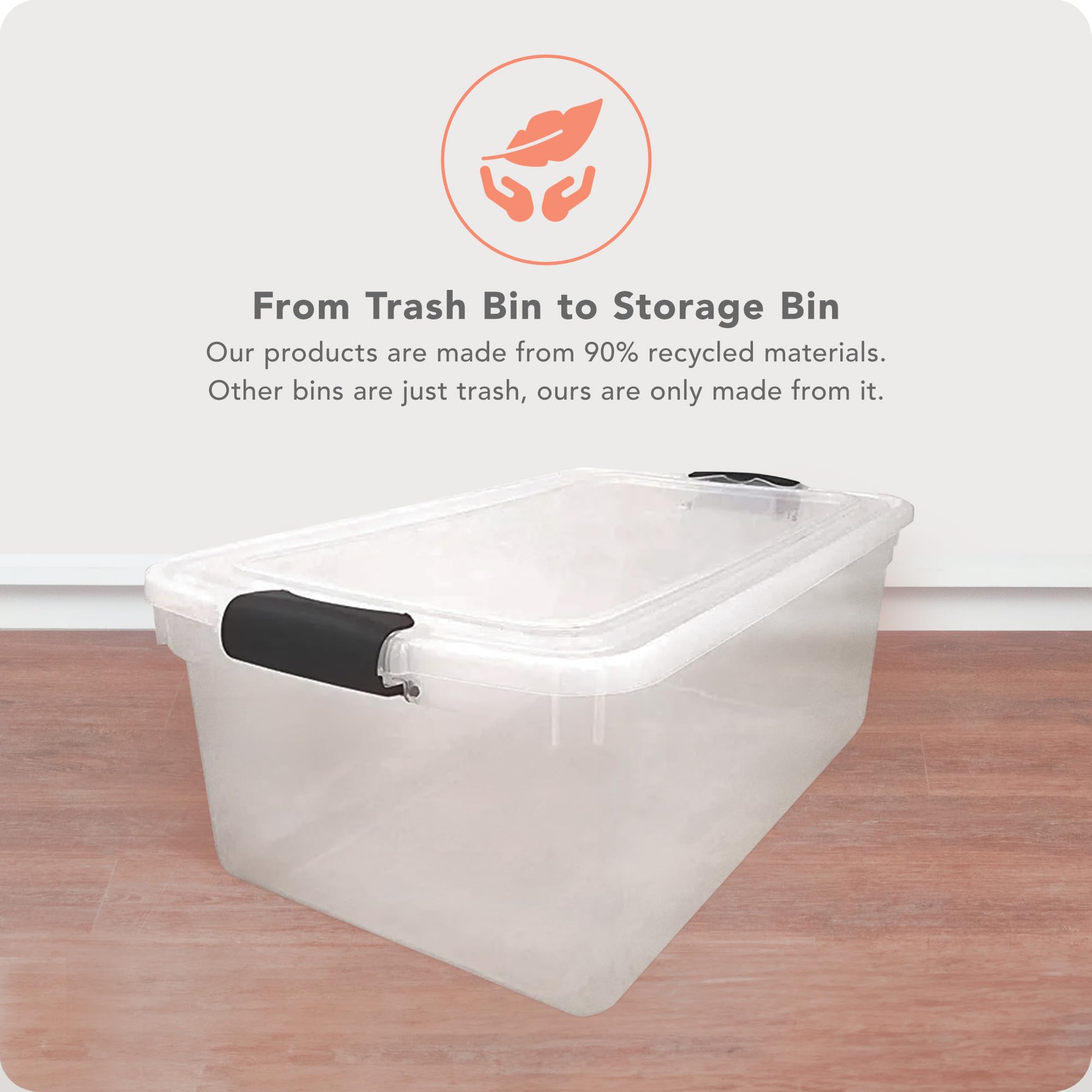 Homz 64-Quart Clear Plastic Stackable Storage Bin With Lid Container Box With Latching Handles For Home Garage Organization, Cle