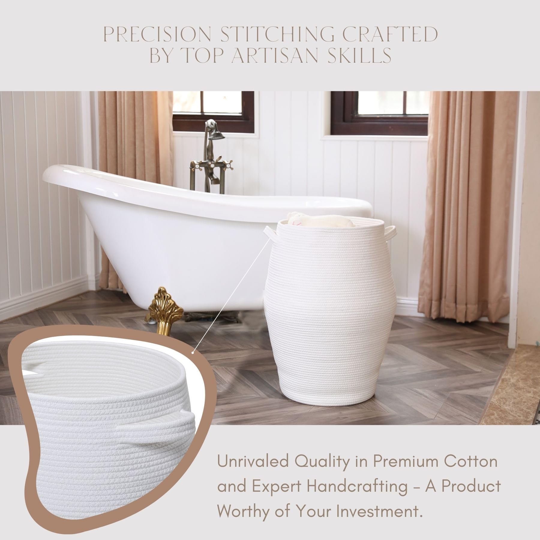 26'' X 20'' Tall Extra Large Storage Basket With Lid, Cotton Rope Storage Baskets, Woven Laundry Hamper With Cover, For Clothes