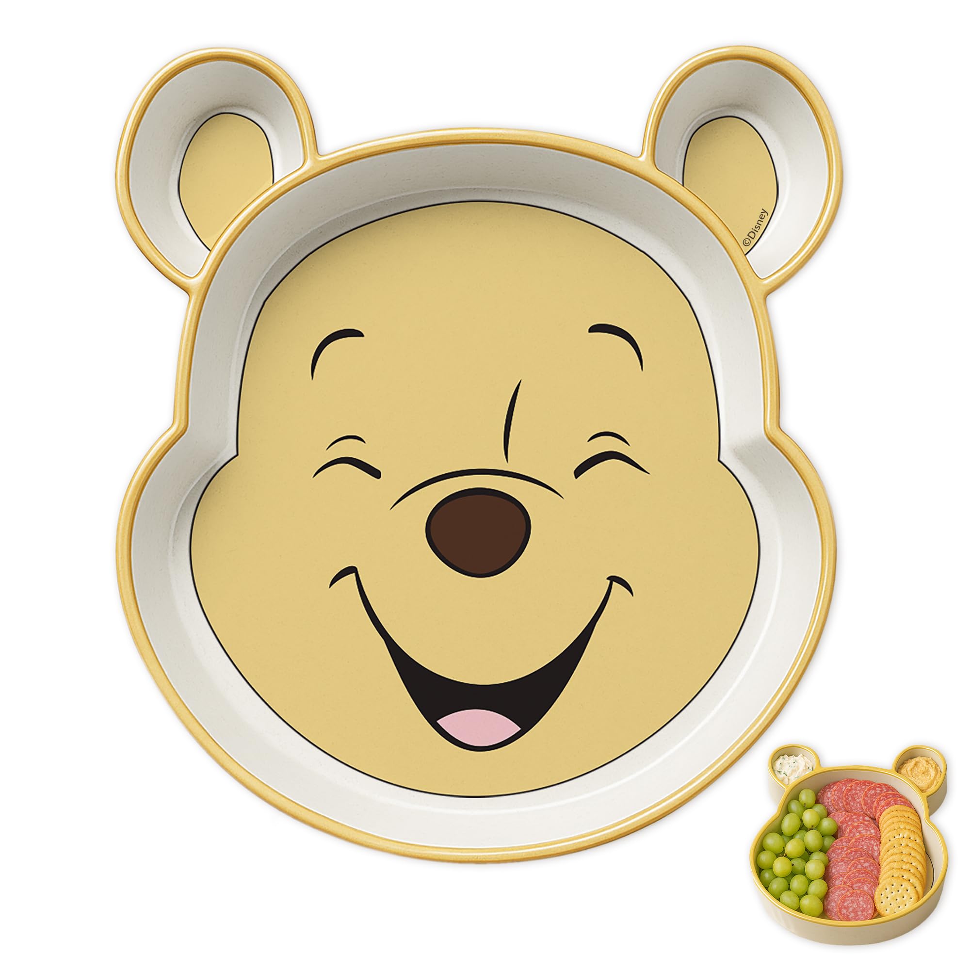 Disney Shaped Serving Tray-BPA-Free Plastic Food Tray with 3 Compartments, Decorative Serving Platter for Snacks, Fruit, Appetiz