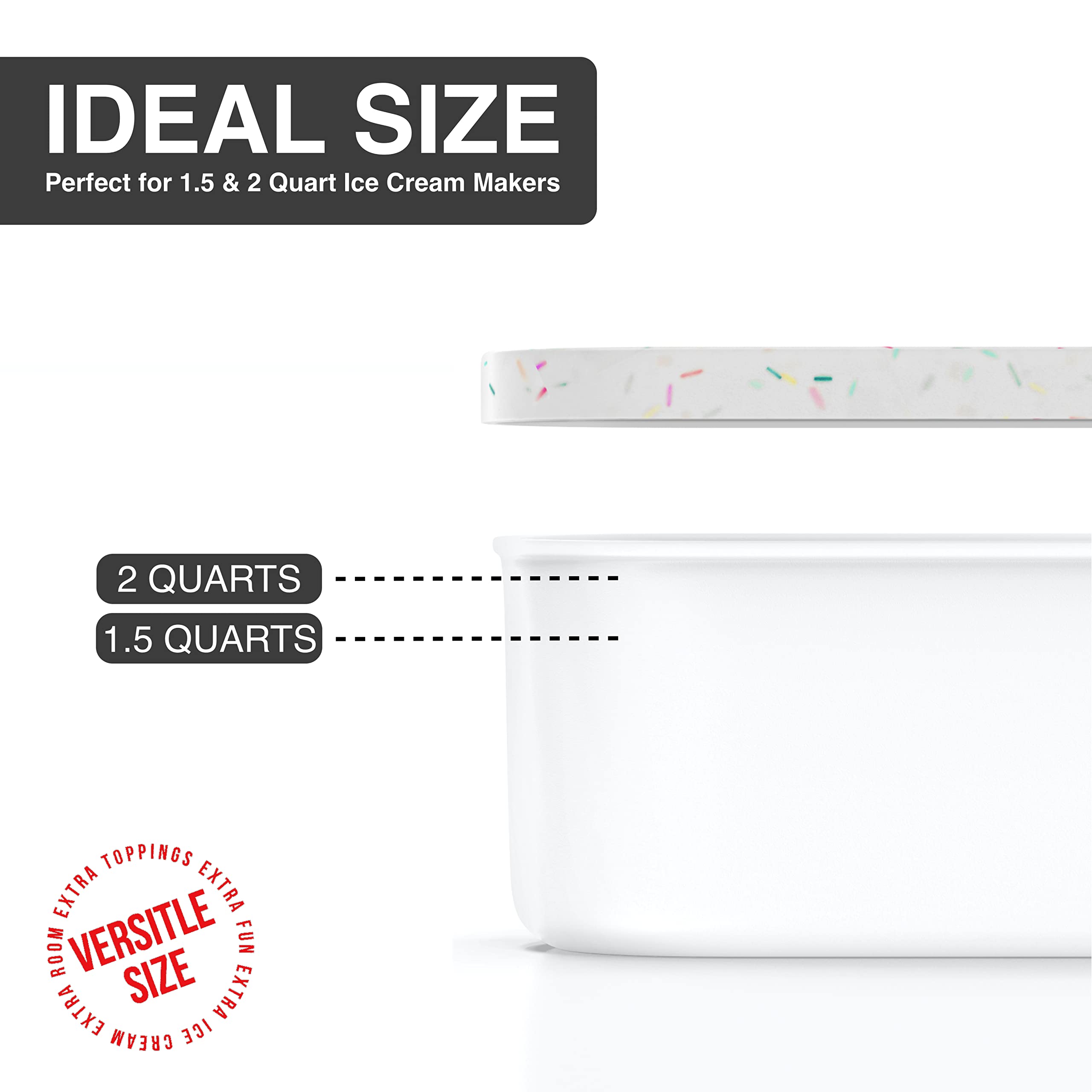 Balci,Ice Cream Container,2 Quart,Perfect Reusable Freezer Storage For Homemade Ice Cream Tubs For Sorbet, Frozen Yogurt And Gel