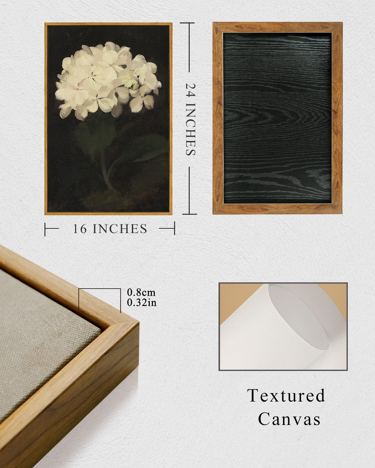 Insimsea Framed Wall Art For Living Room Decoration Large Canvas Wall Art Room Decor White Hydrangea Oil Painting Canvas Prints