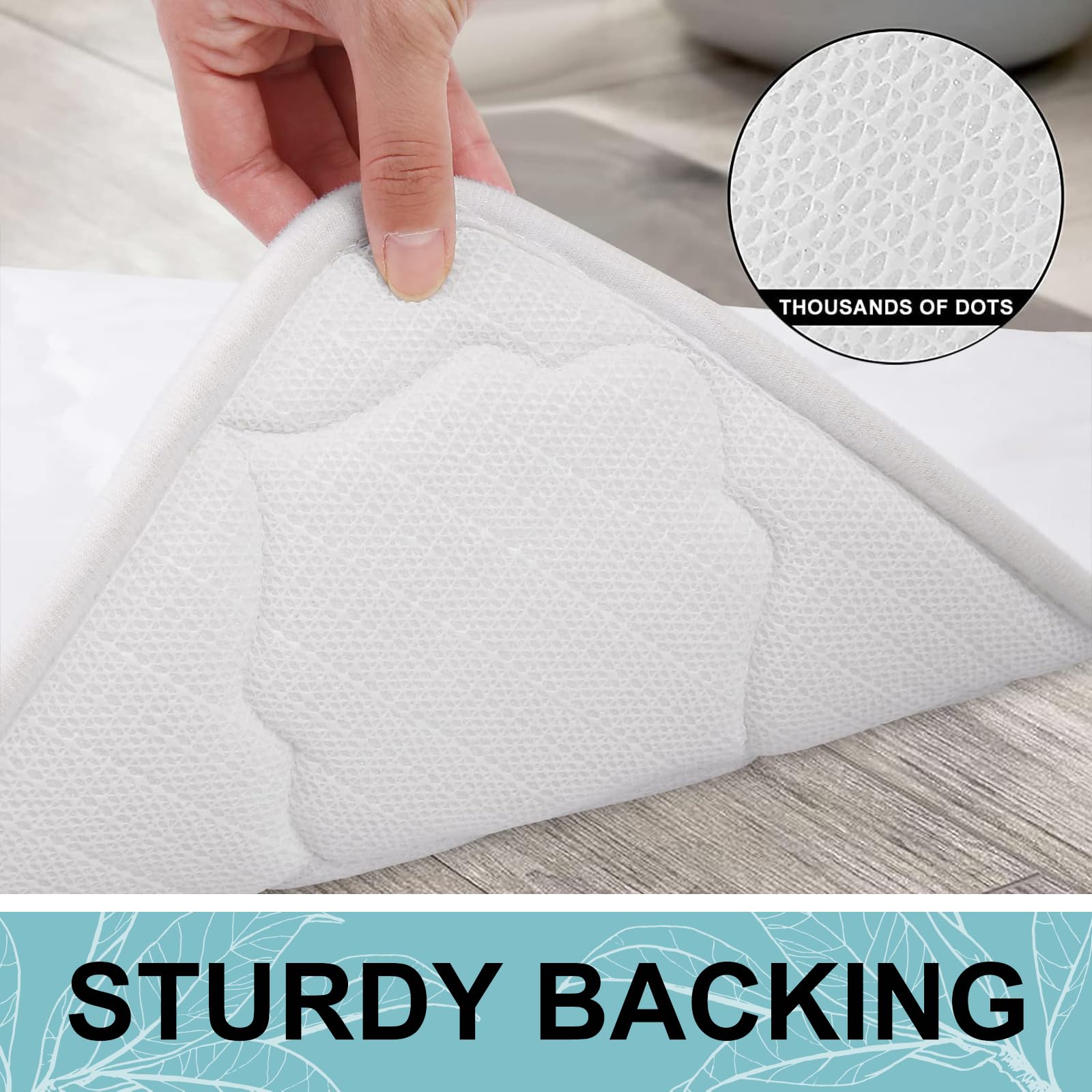 OLANLY Memory Foam Toilet Rugs U-Shaped 24x20  Ultra Soft and Absorbent Bathroom Rugs  Non-Slip Thick Toilet Bath Mat  Machine Wash Dry  Contour Bath Rugs for Toilet Base  White