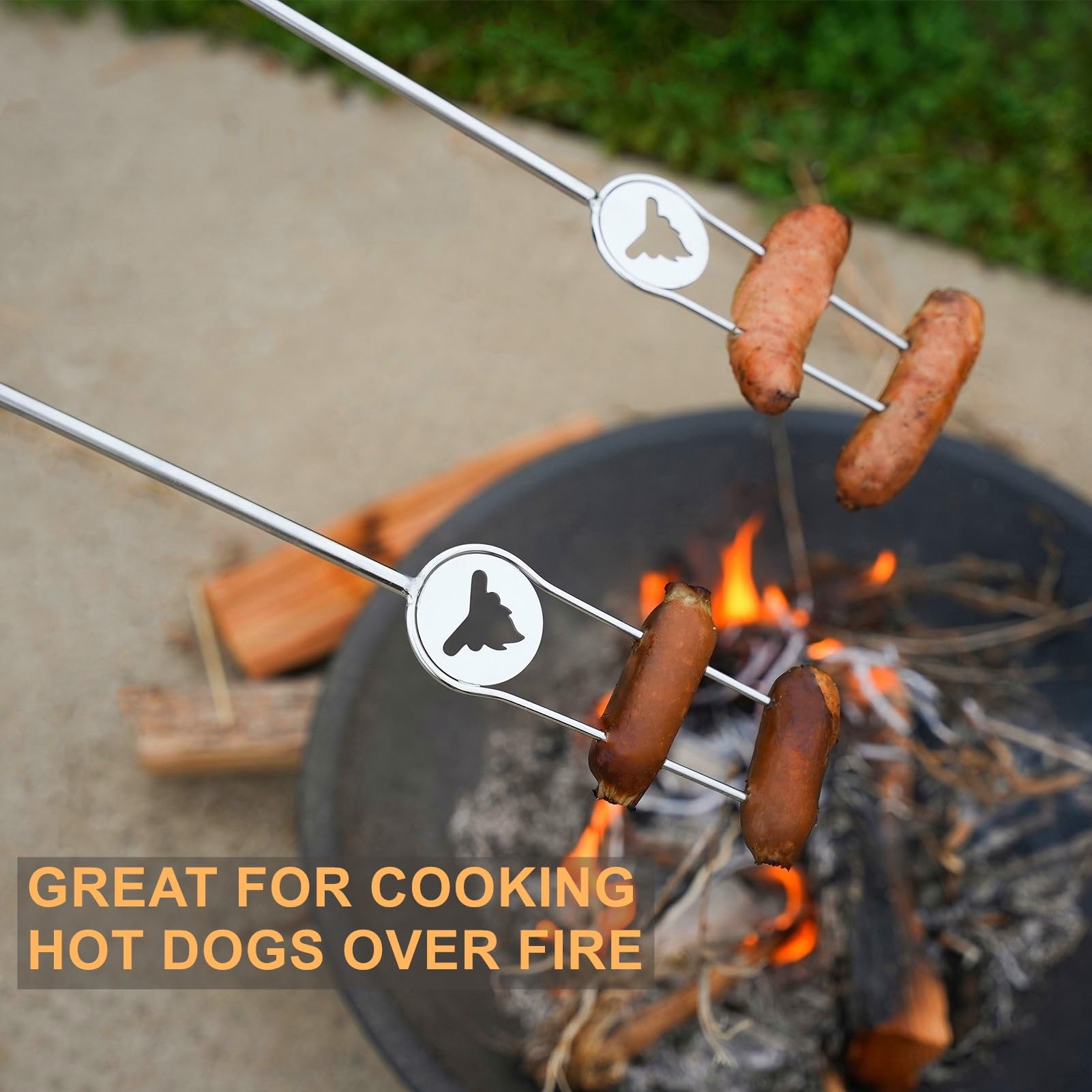 Begatter Heavy Duty Hot Dog Roasting Sticks For Campfire, Extendable Marshmallow Sticks For Fire Pit, 32'' Long Smores Sticks, S