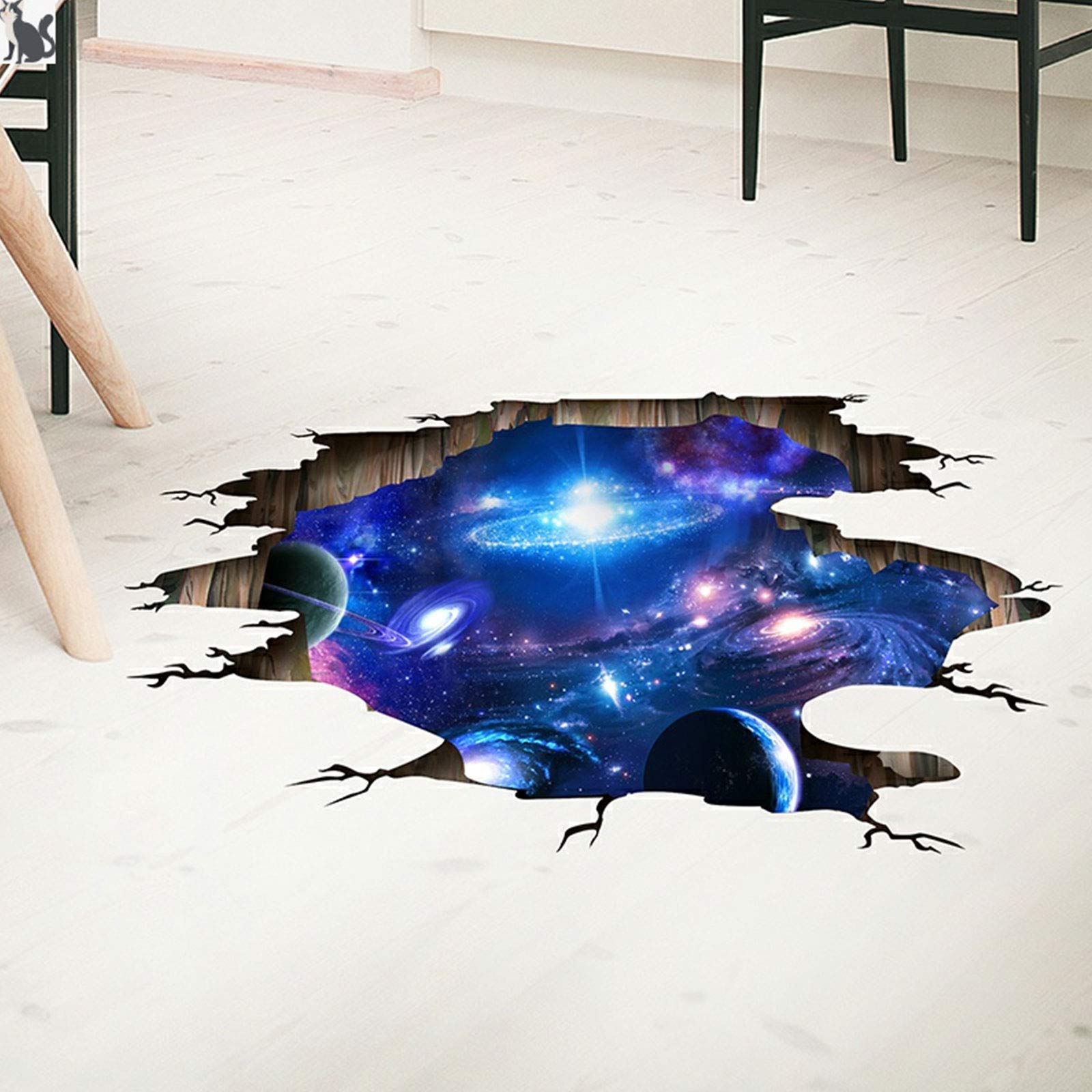 Miniduo 3D Blue Universe Galaxy Home Wall Decor Removable Outer Space Planet Galaxy Art Wall Murals Window Wall Stickers The Mys