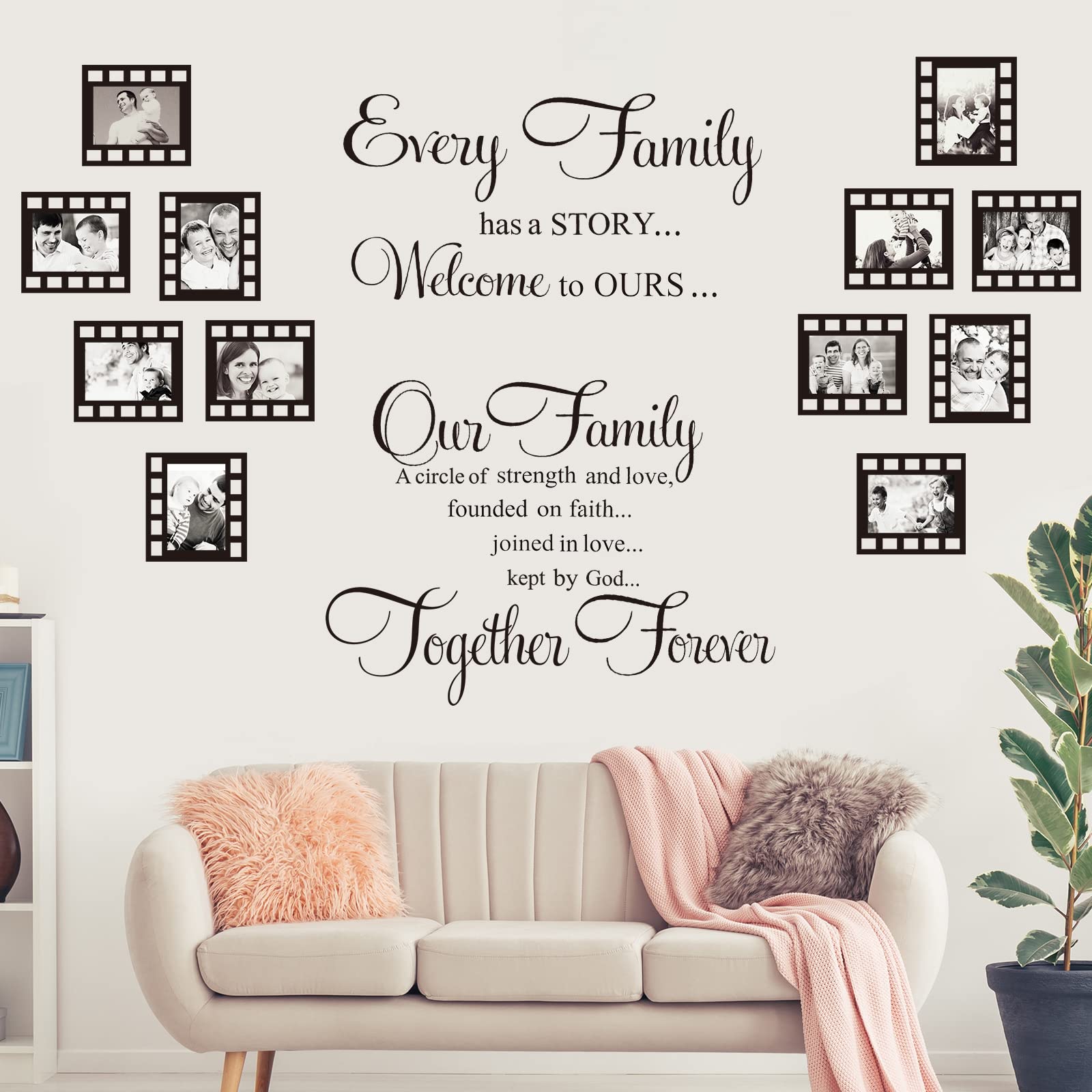 Family Wall Stickers Contains 12 Pieces Of Picture Frames, Every Family Has A Story Family Wall Stickers Our Family Is A Circle