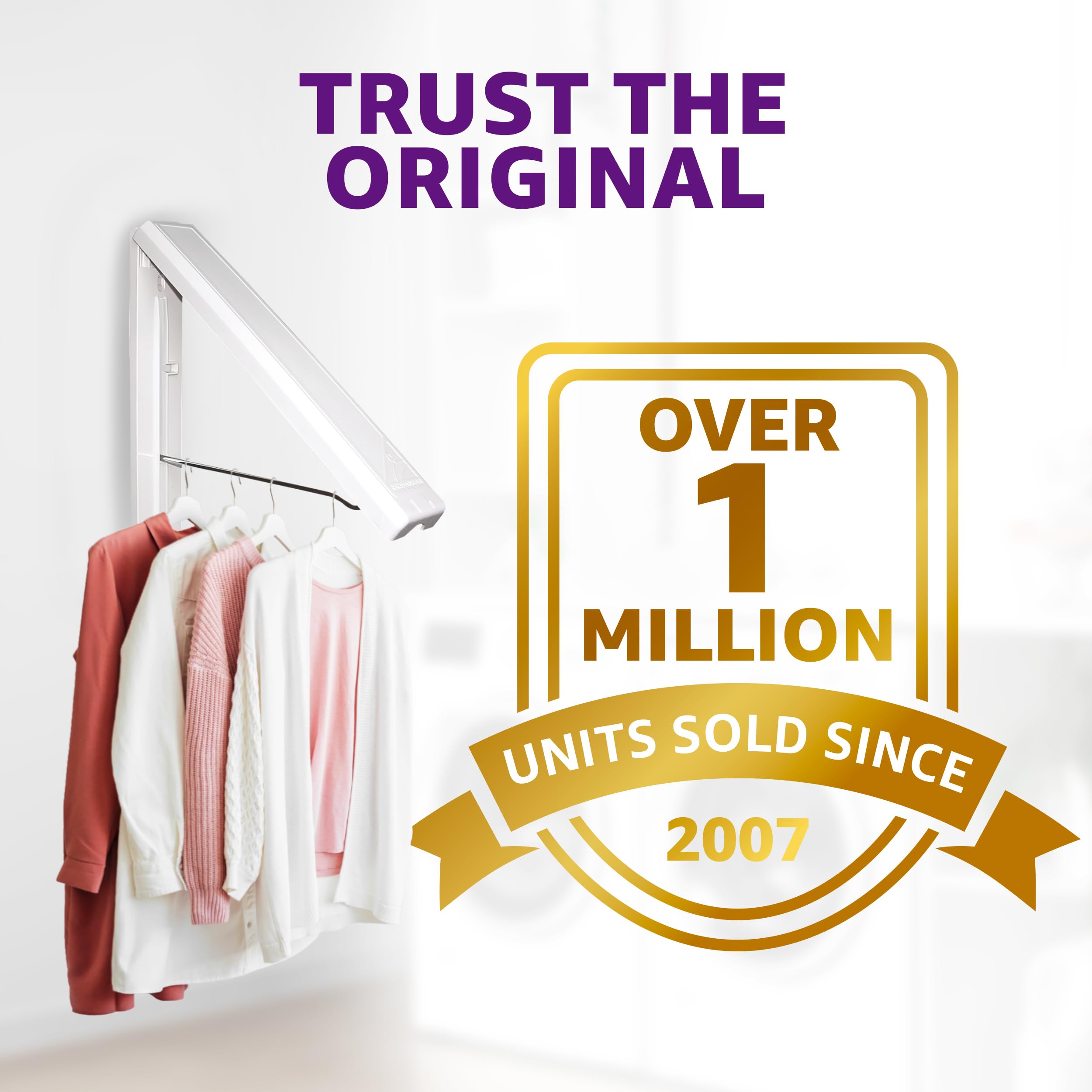 InstaHanger - The Original Foldable Clothes Drying Rack - Space Saving Laundry and Closet Organizer - 2 Pack Original Wall Mount