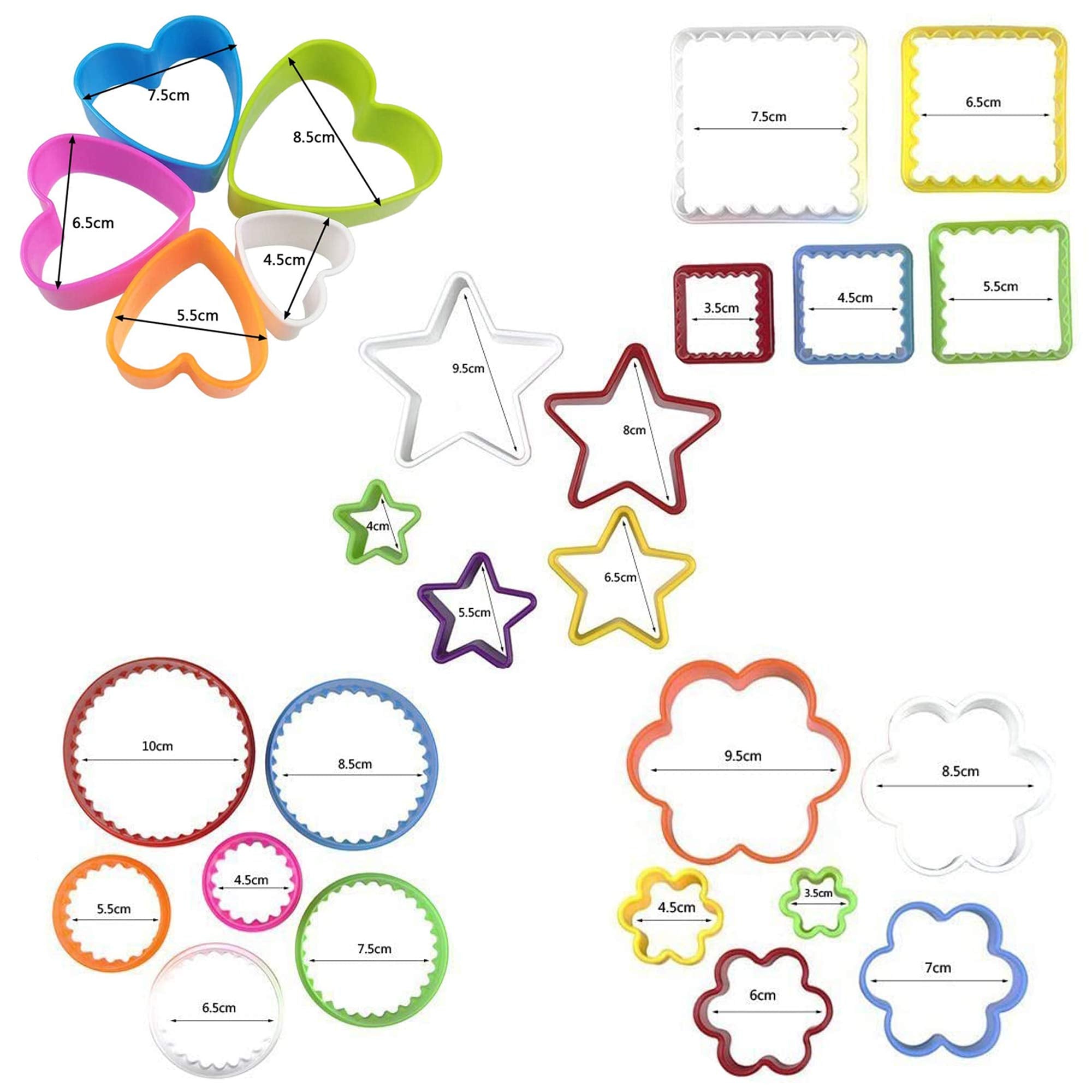 25 Pcs Cookie Cutter Set Multi-Size Sandwich Fondant Cake Fruit Vegetable Shapes Cutter Set