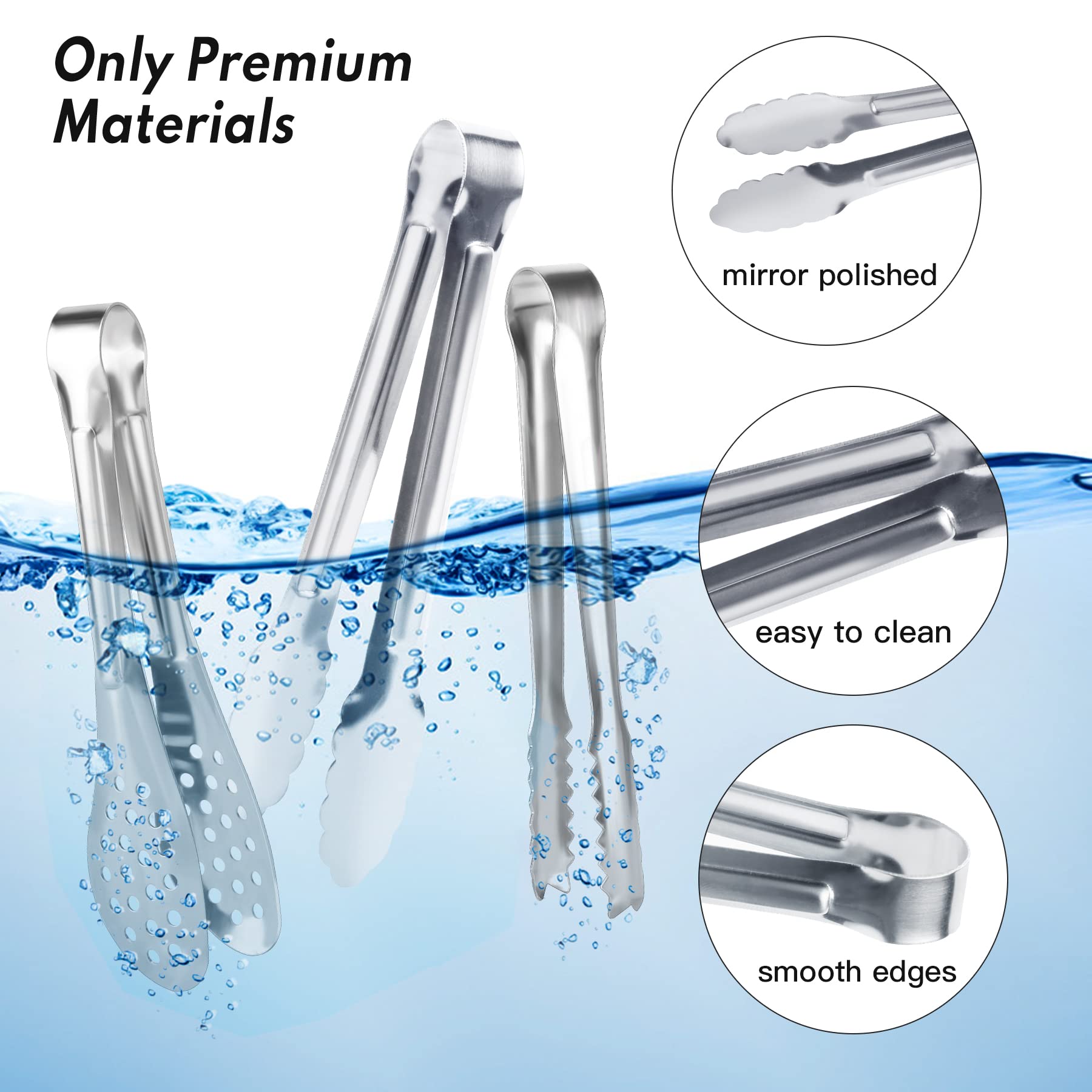 12 Pack Premium Small Serving Tongs, Dmoera Mini Stainless Steel Appetizer Tongs, 5.1Inch(12.7Cm)