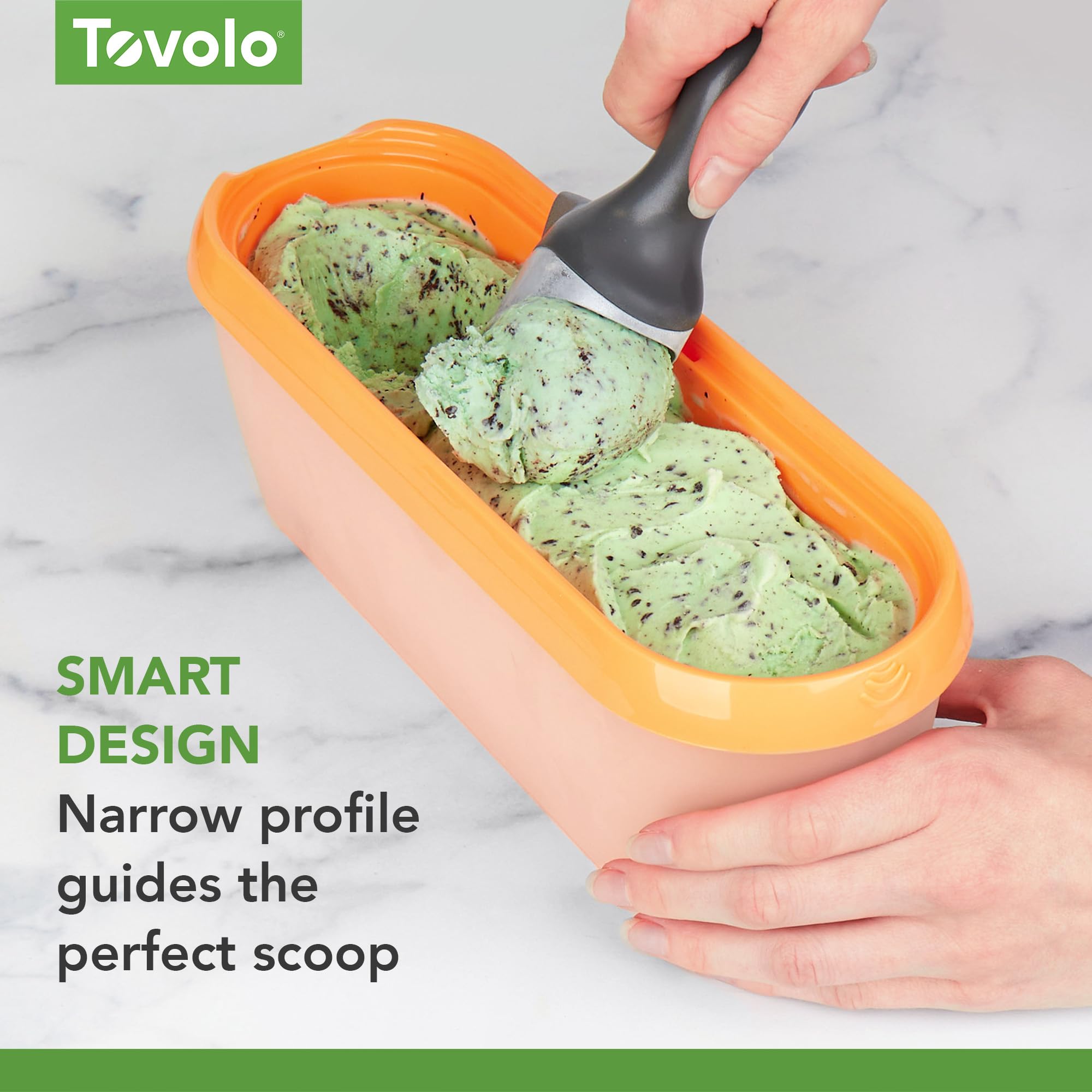 Tovolo Ice Cream Containers For Homemade Ice Cream, Glide-A-Scoop (1.5 Qt, Orange Crush) - Stackable Ice Cream Storage Container