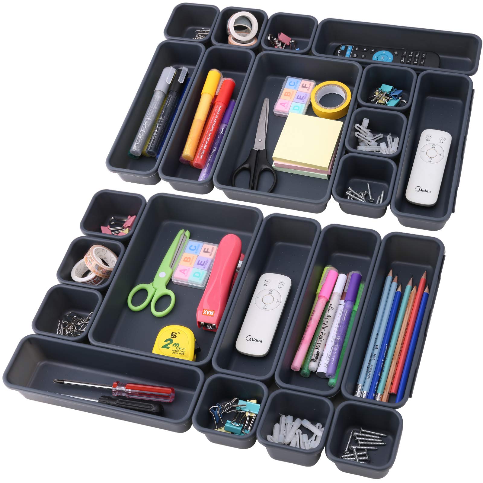 KeFanta 42 Pack Desk Drawer Organizers,Shallow Drawer Organizer Tray Dividers Separators Storage Bins Container for Office,Bathr