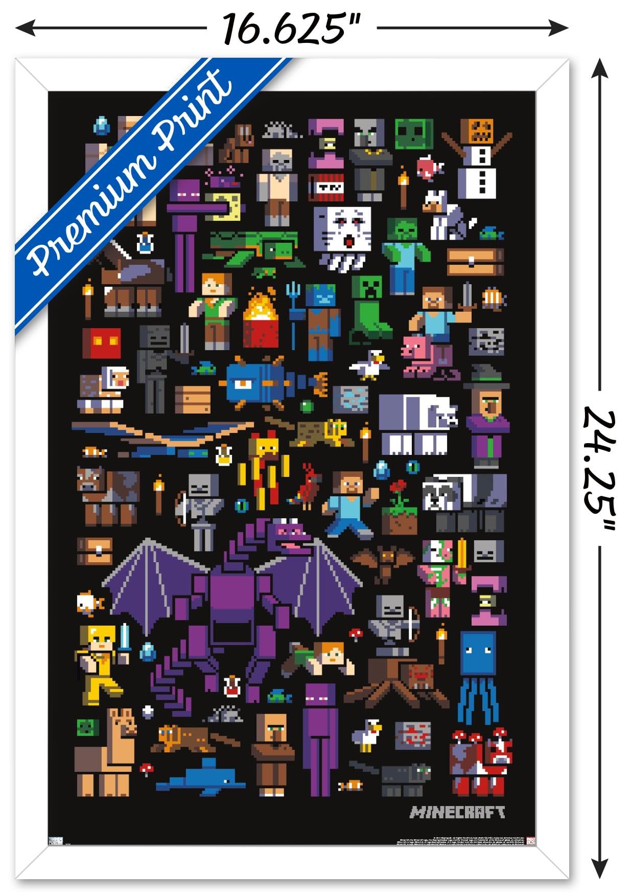 Trends International Minecraft - Mobbery Wall Poster, 14.725'' X 22.375'', White Framed Version
