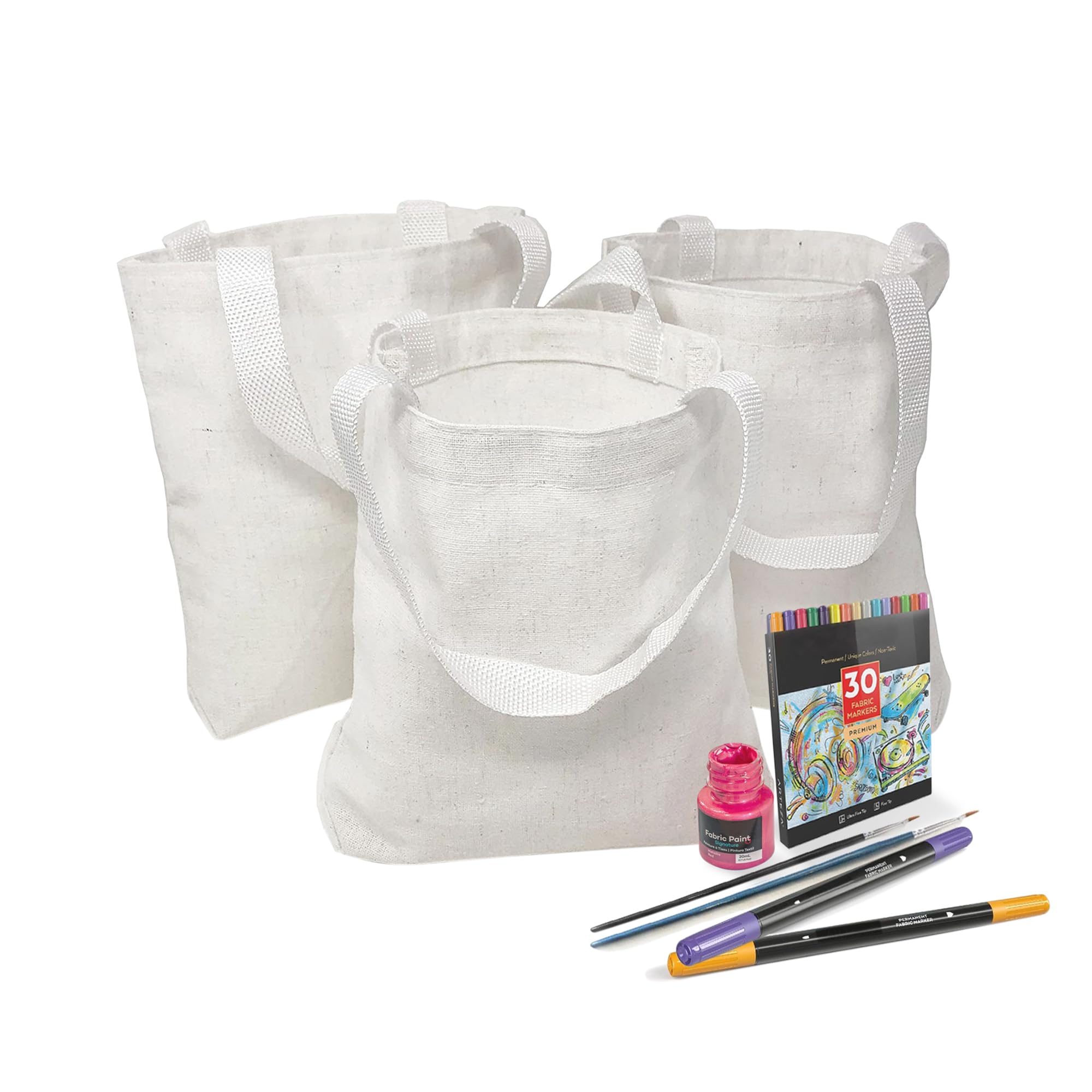 Podzly 12 Diy Blank Mini Canvas Tote Bags - 8''X 8'' X 1 1/2'' Tote Bag, Perfect For Arts, Crafts And Goodie Bags - Write, Paint