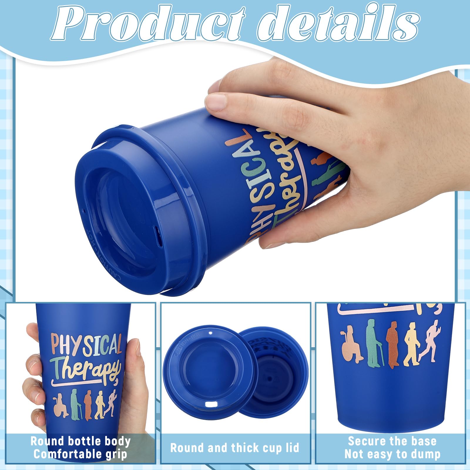 SiliFine 12 Pcs Physical Therapy Gifts PT Month Gift 16 oz Physical Therapist Tumbler with Lids Physiotherapy Tech Therapists Th