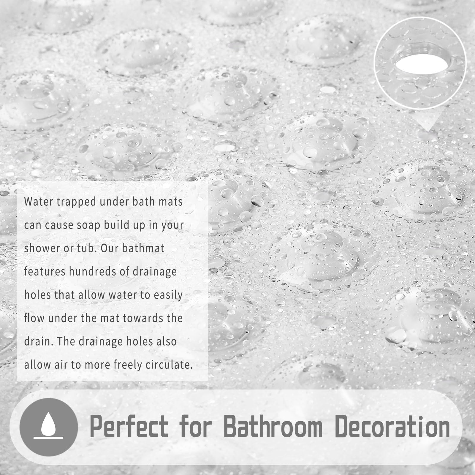 Yimobra Original Bath Tub Shower Mat Extra Long 16 X 40 Inches, Non-Slip With Drain Holes, Suction Cups, Machine Washable, Phtha