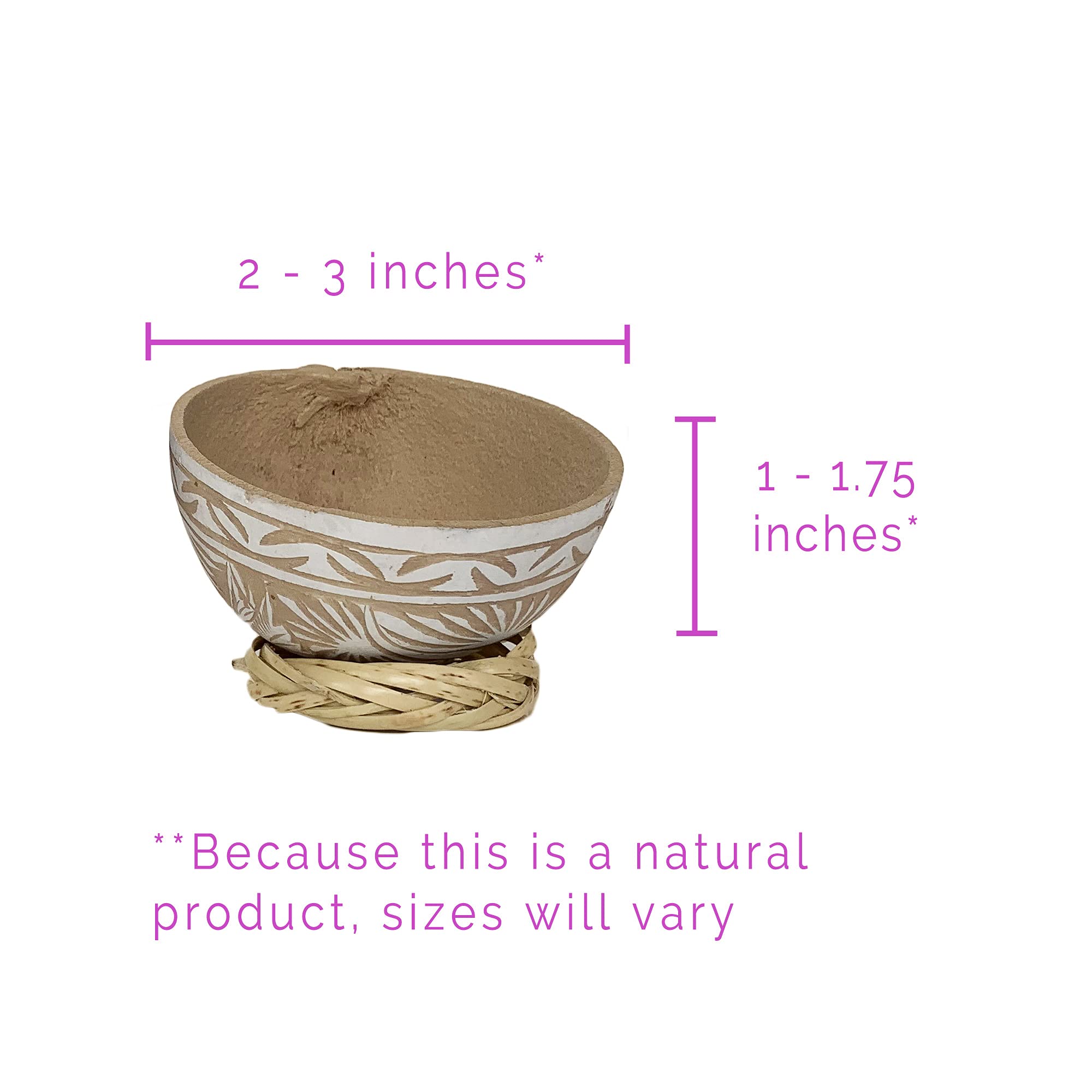 The Curated Pantry Mezcal Jicaras - (Small, Shot Glass Size) - Holds 2-3 Ounces - Hand-Carved From Mexico With Natural Fiber Bas