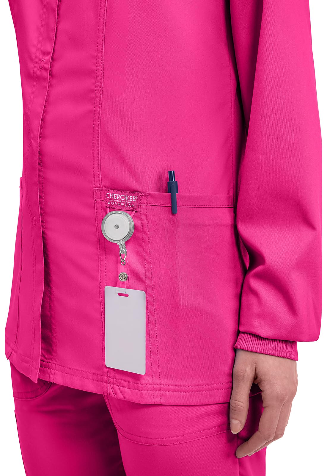 Snap Front Scrub Jackets For Women, Workwear Revolution Soft Stretch Plus Size Ww310, 3Xl, Electric Pink