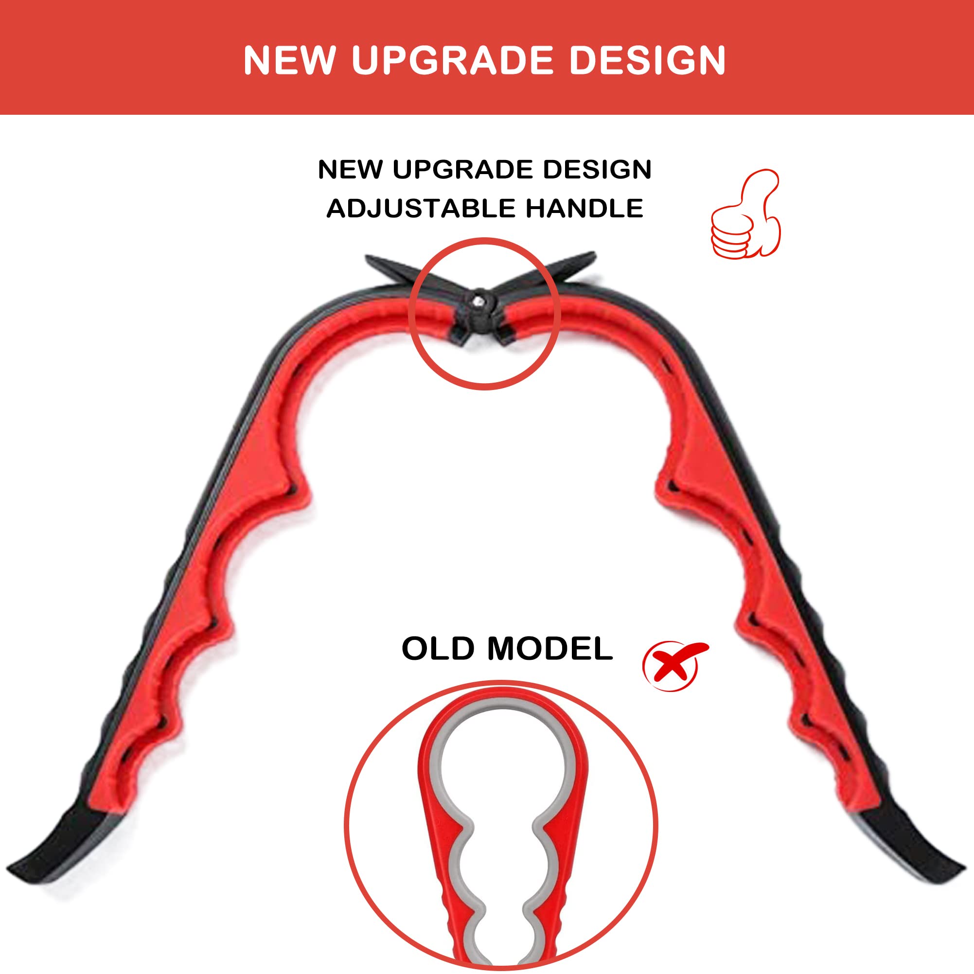 HUMANFUN Jar Opener 5-in-1 Multi-Function for Weak Hands, Red, Plastic, 3-Piece Set, Ideal for Seniors and Arthritis Relief