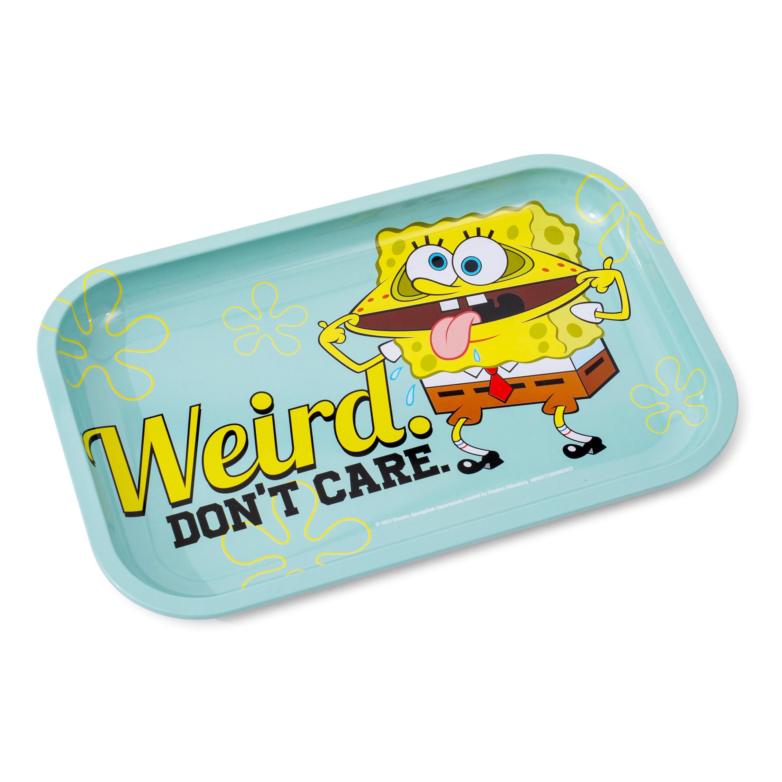 Silver Buffalo Spongebob Weird Dont Care 11.3 x 7.4 Tin Tray
