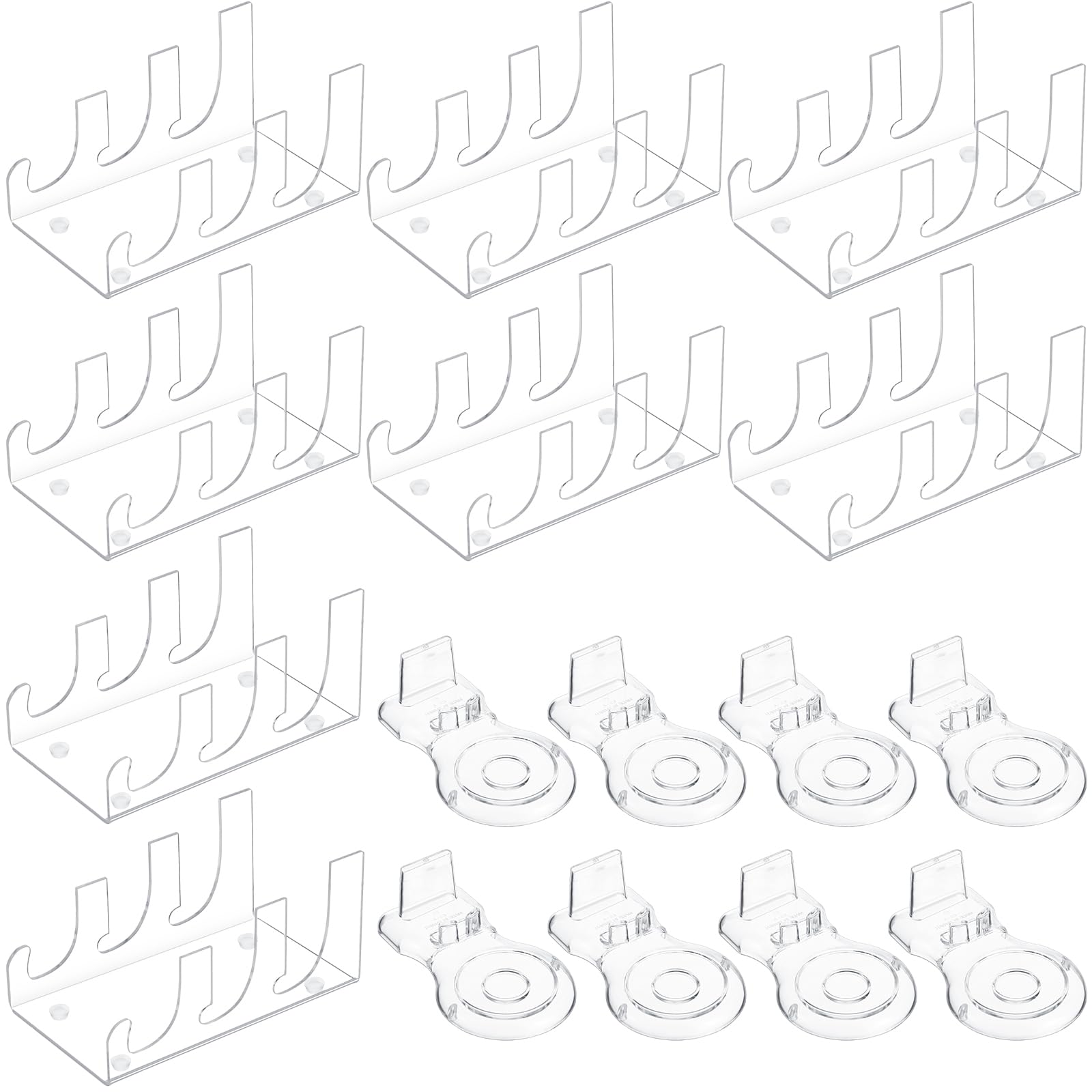 RattanView 16 Pcs Acrylic China Display 8 Stand, 8 Plate Cup